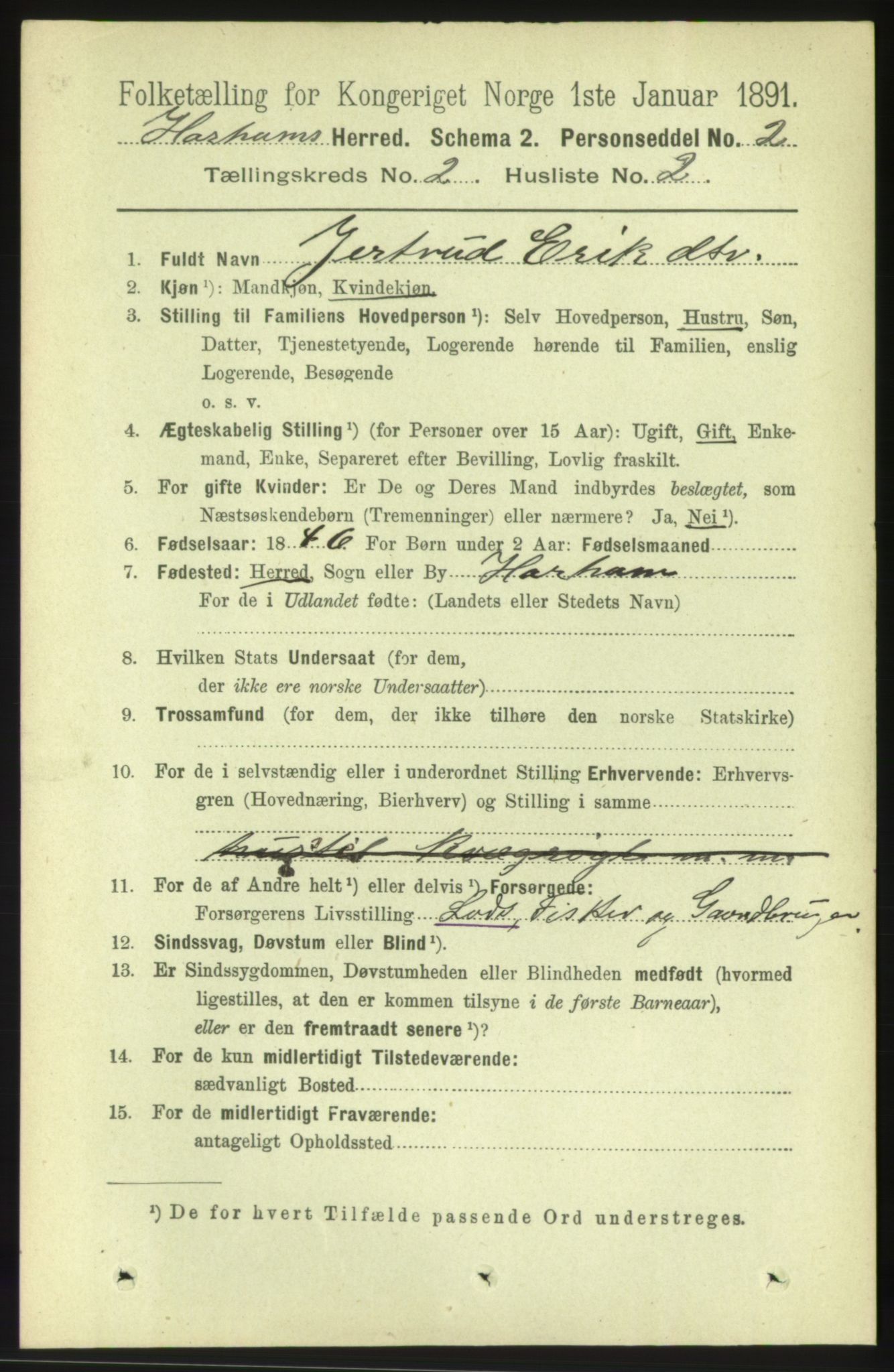 RA, 1891 census for 1534 Haram, 1891, p. 626