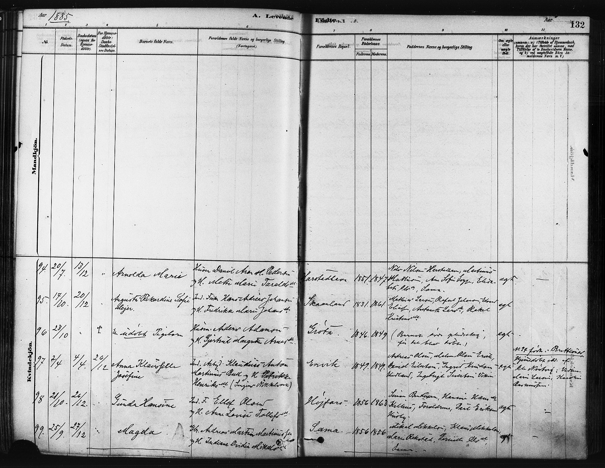 Trondenes sokneprestkontor, SATØ/S-1319/H/Ha/L0014kirke: Parish register (official) no. 14, 1878-1889, p. 132