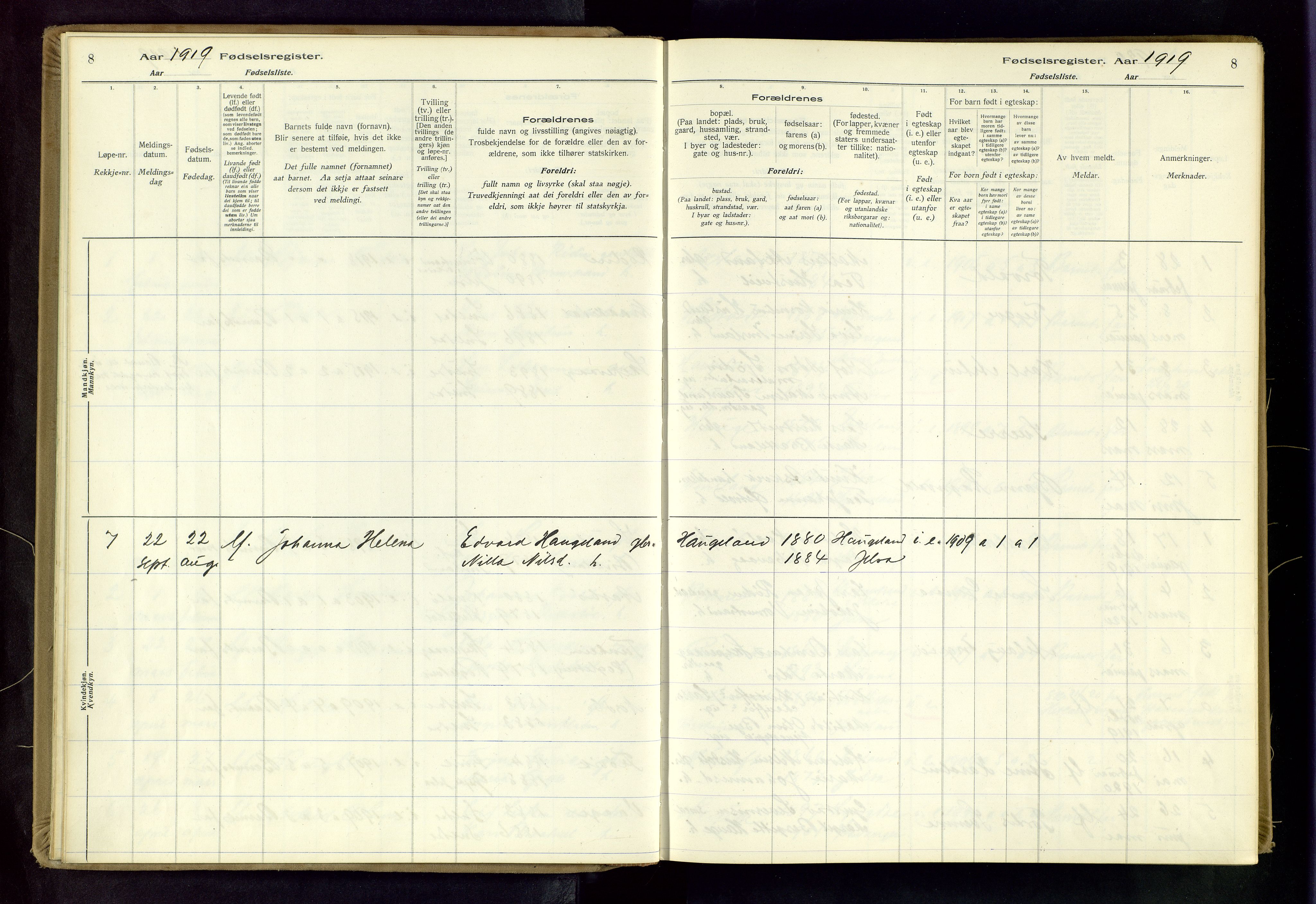 Vikedal sokneprestkontor, AV/SAST-A-101840/01/II: Birth register no. 5, 1916-1982, p. 8