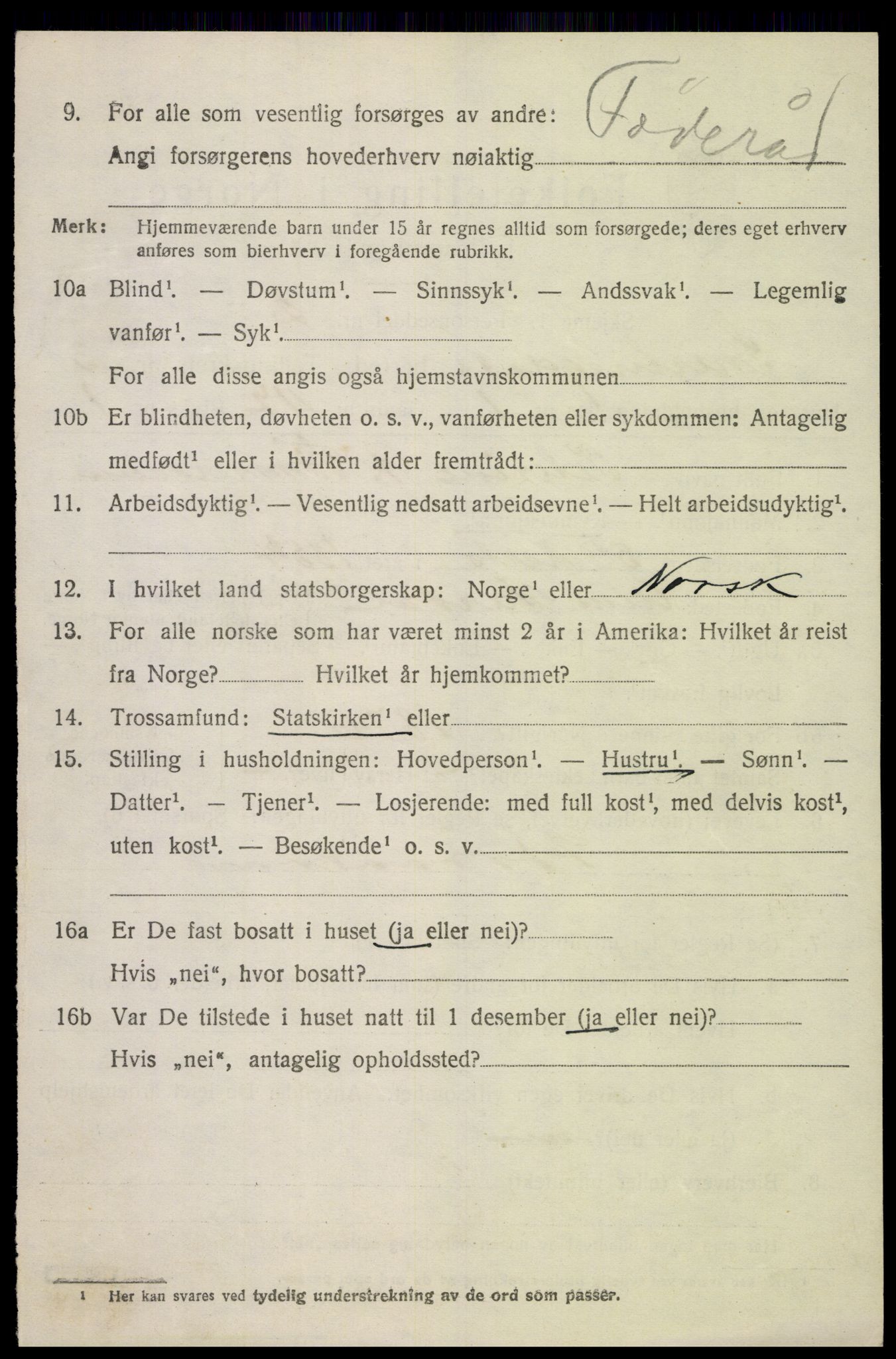 SAH, 1920 census for Snertingdal, 1920, p. 2600