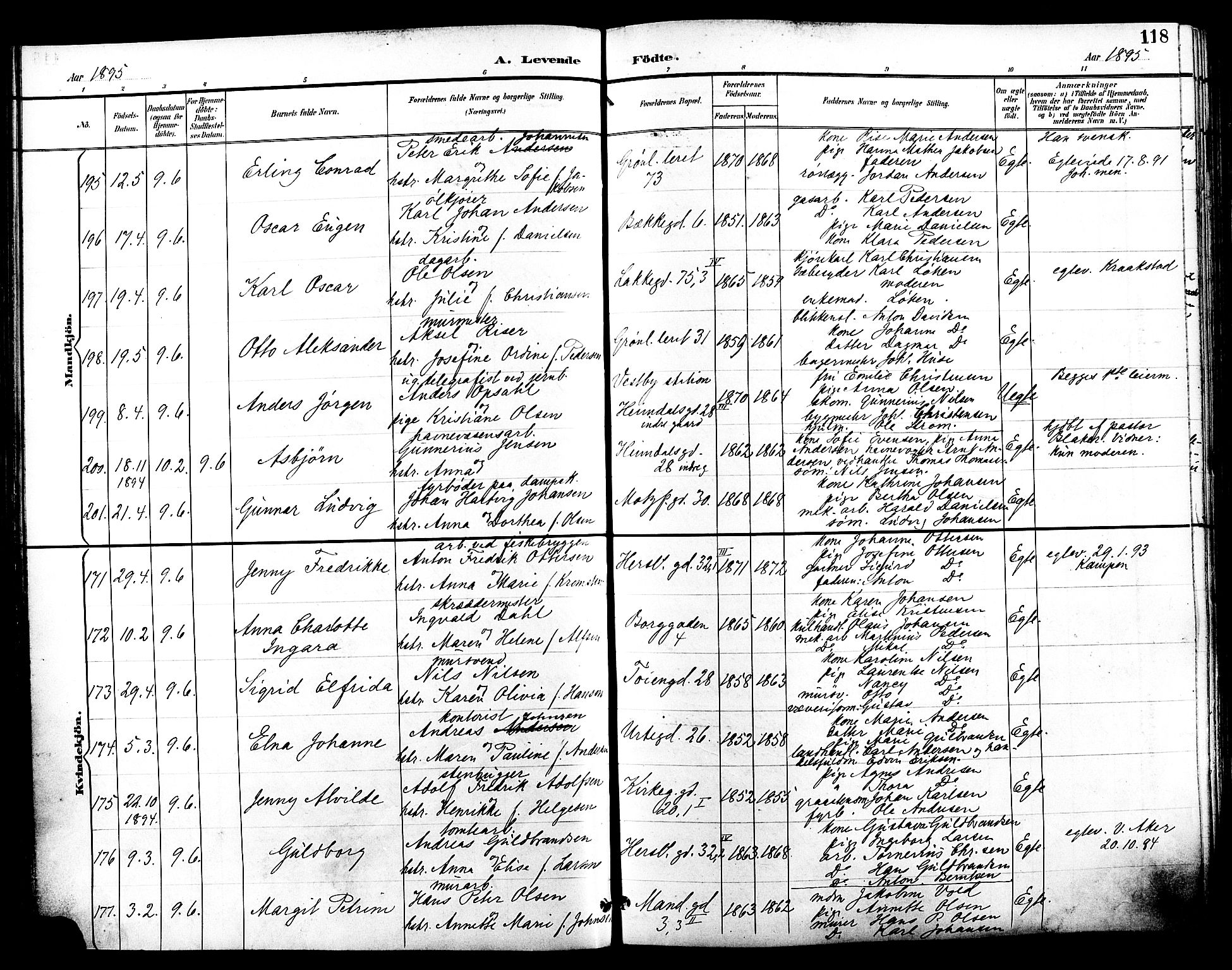 Grønland prestekontor Kirkebøker, SAO/A-10848/F/Fa/L0012: Parish register (official) no. 12, 1893-1900, p. 118