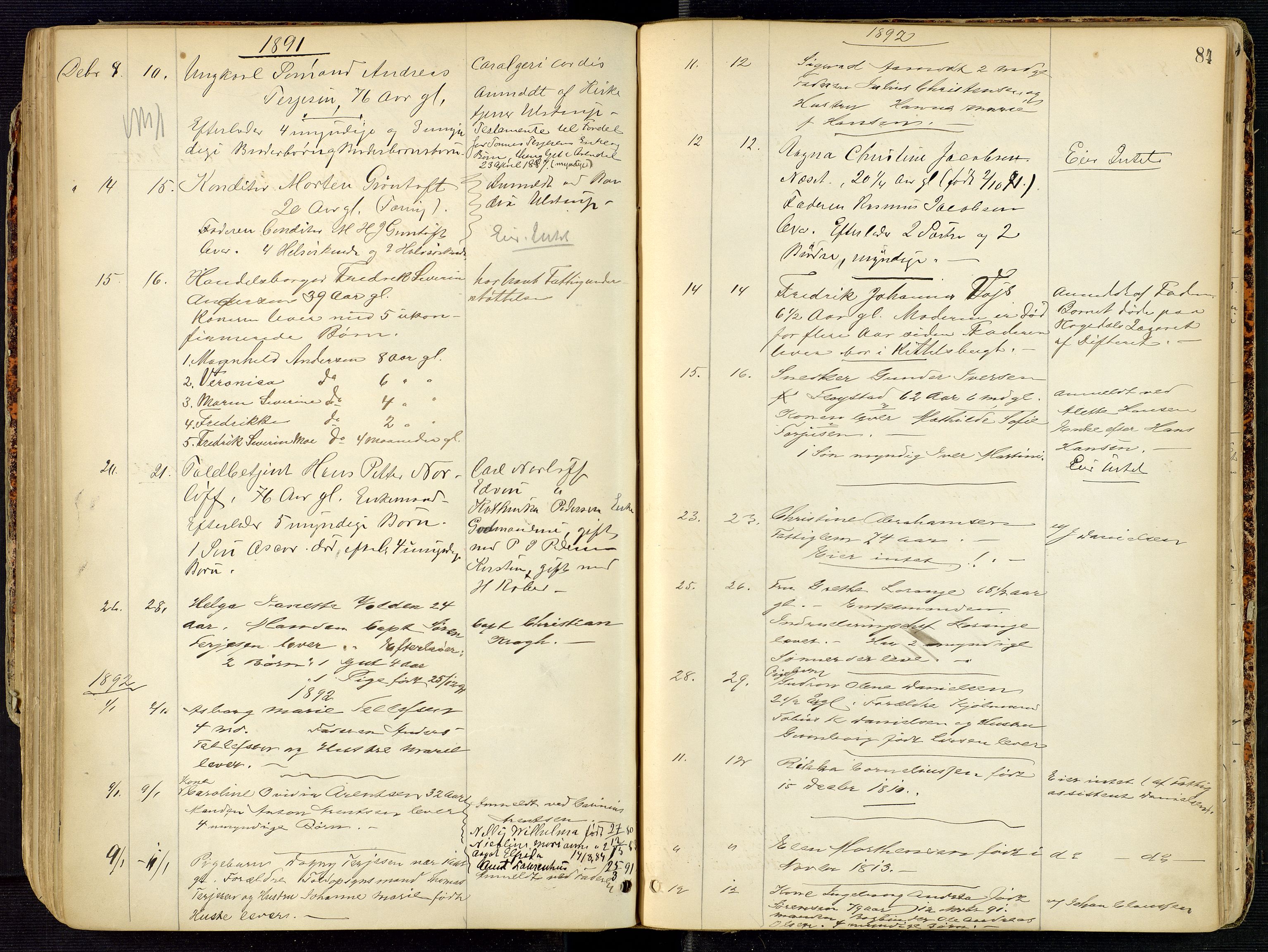 Arendal byfogd, AV/SAK-1222-0001/H/Ha/L0001: Dødsfallsprotokoll, 1871-1900, p. 84