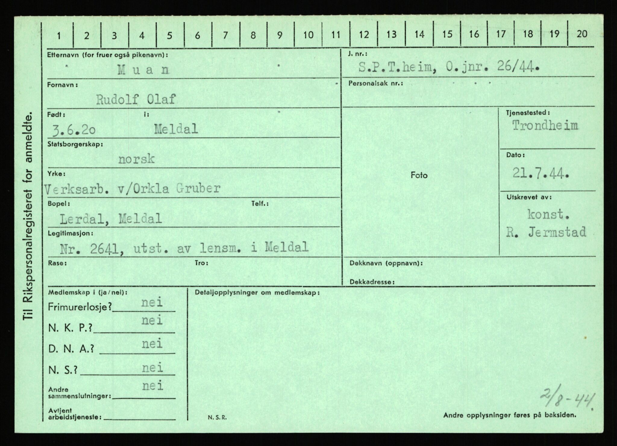 Statspolitiet - Hovedkontoret / Osloavdelingen, AV/RA-S-1329/C/Ca/L0011: Molberg - Nøstvold, 1943-1945, p. 367