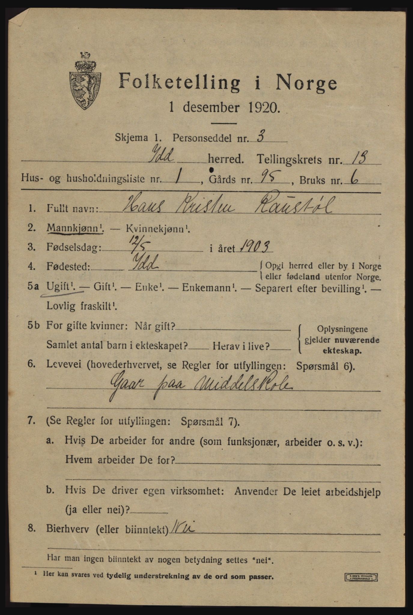 SAO, 1920 census for Idd, 1920, p. 12595