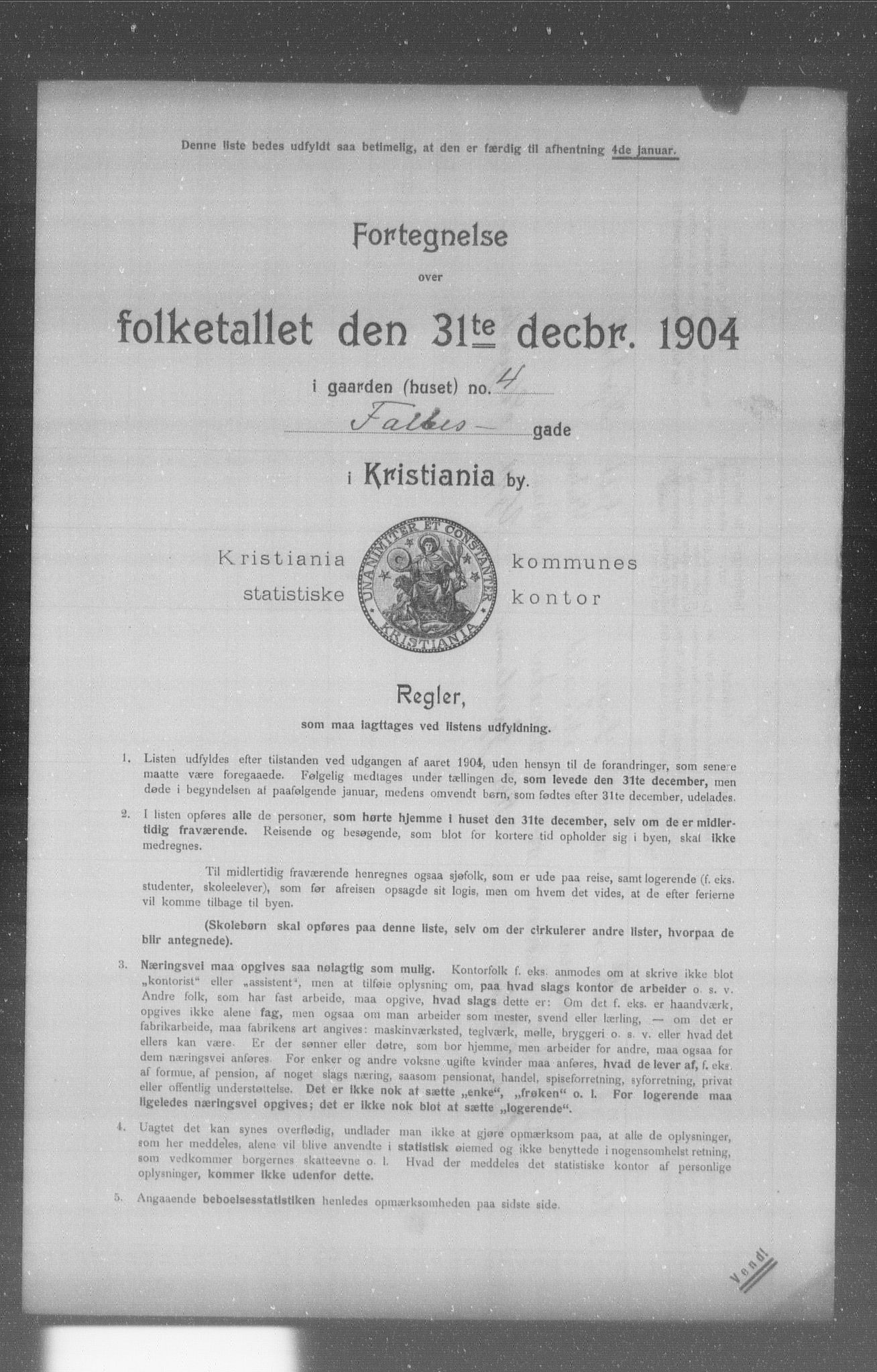 OBA, Municipal Census 1904 for Kristiania, 1904, p. 4773