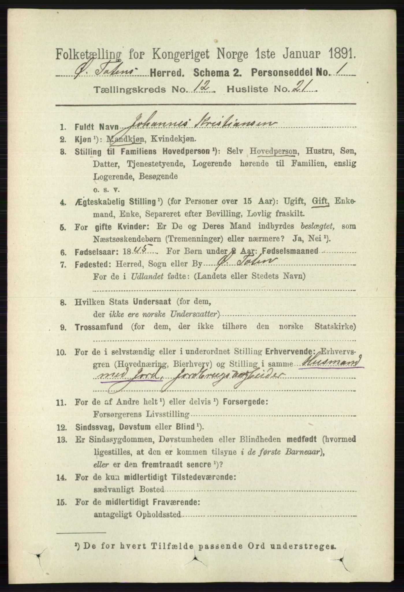 RA, 1891 census for 0528 Østre Toten, 1891, p. 7887