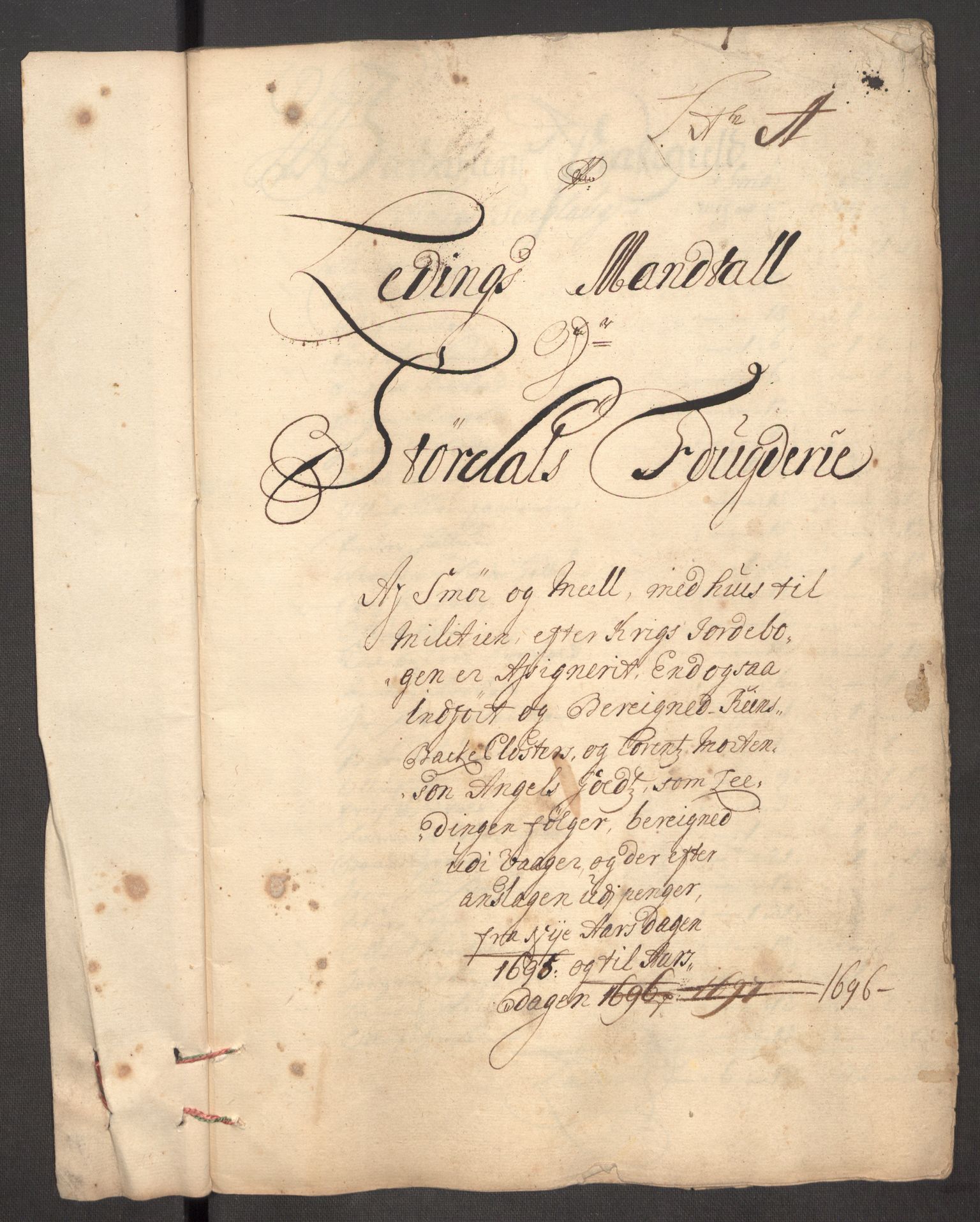 Rentekammeret inntil 1814, Reviderte regnskaper, Fogderegnskap, RA/EA-4092/R62/L4188: Fogderegnskap Stjørdal og Verdal, 1696, p. 30