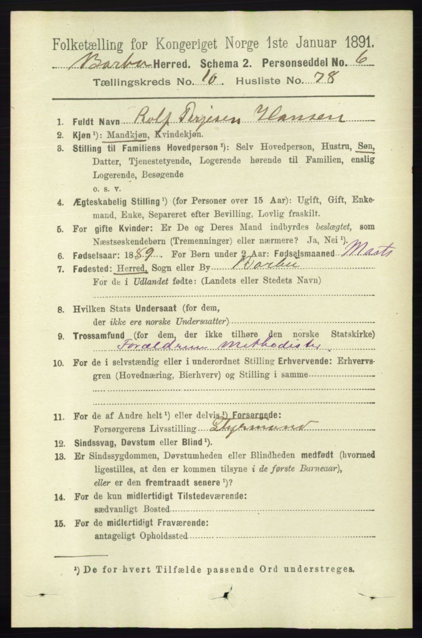 RA, 1891 census for 0990 Barbu, 1891, p. 8271