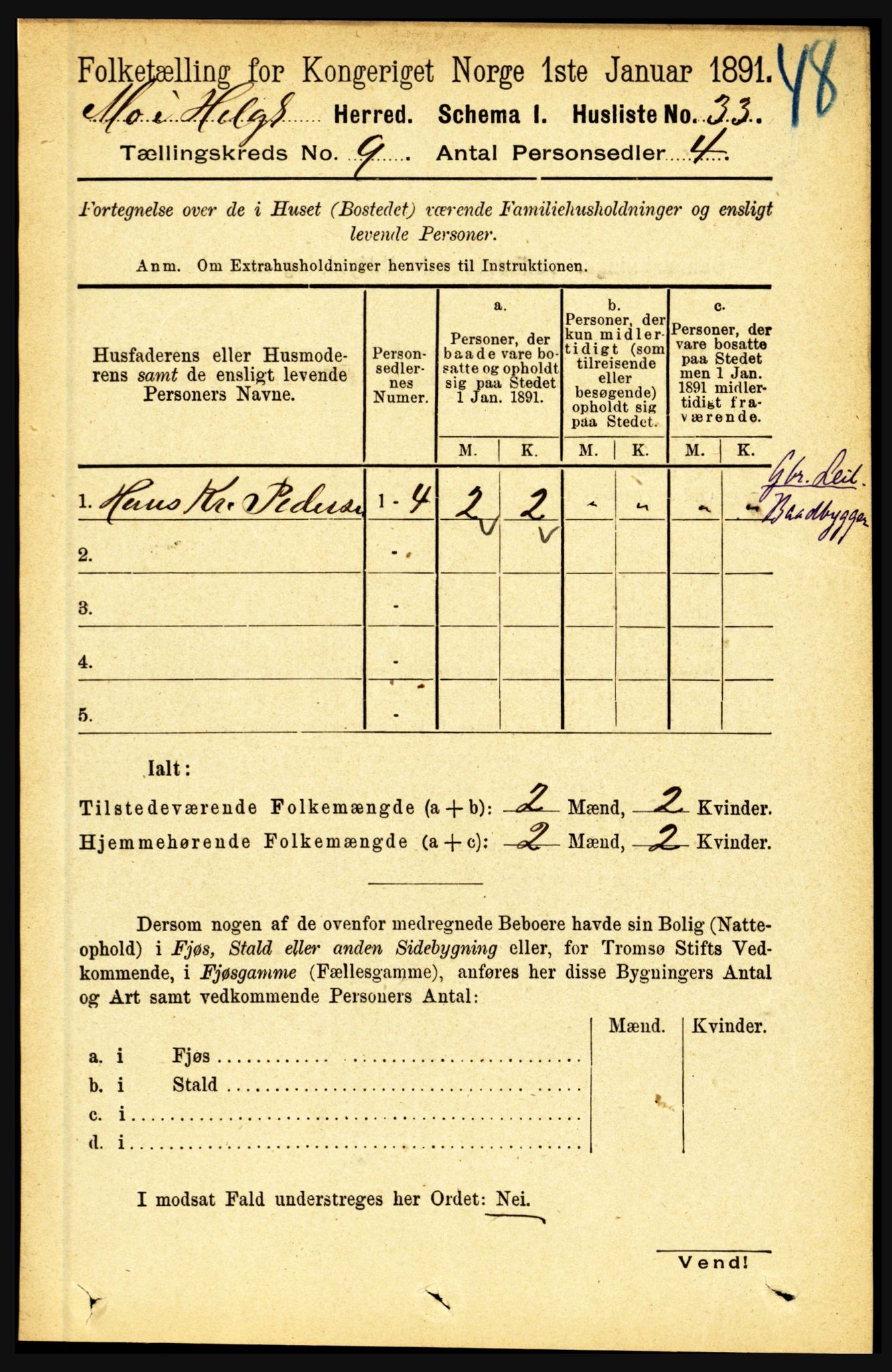 RA, 1891 census for 1833 Mo, 1891, p. 3595