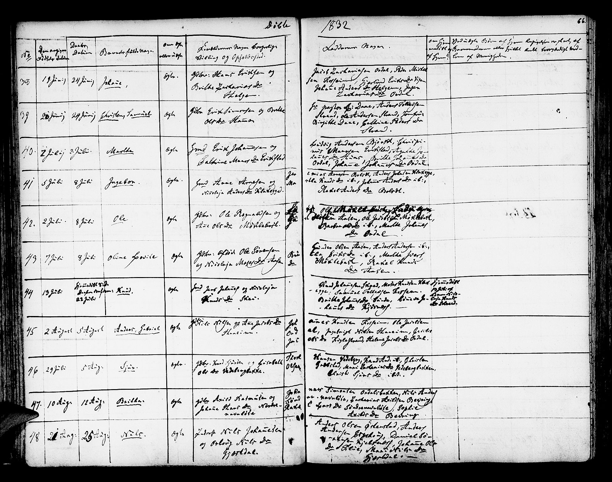 Jølster sokneprestembete, AV/SAB-A-80701/H/Haa/Haaa/L0008: Parish register (official) no. A 8, 1821-1833, p. 66