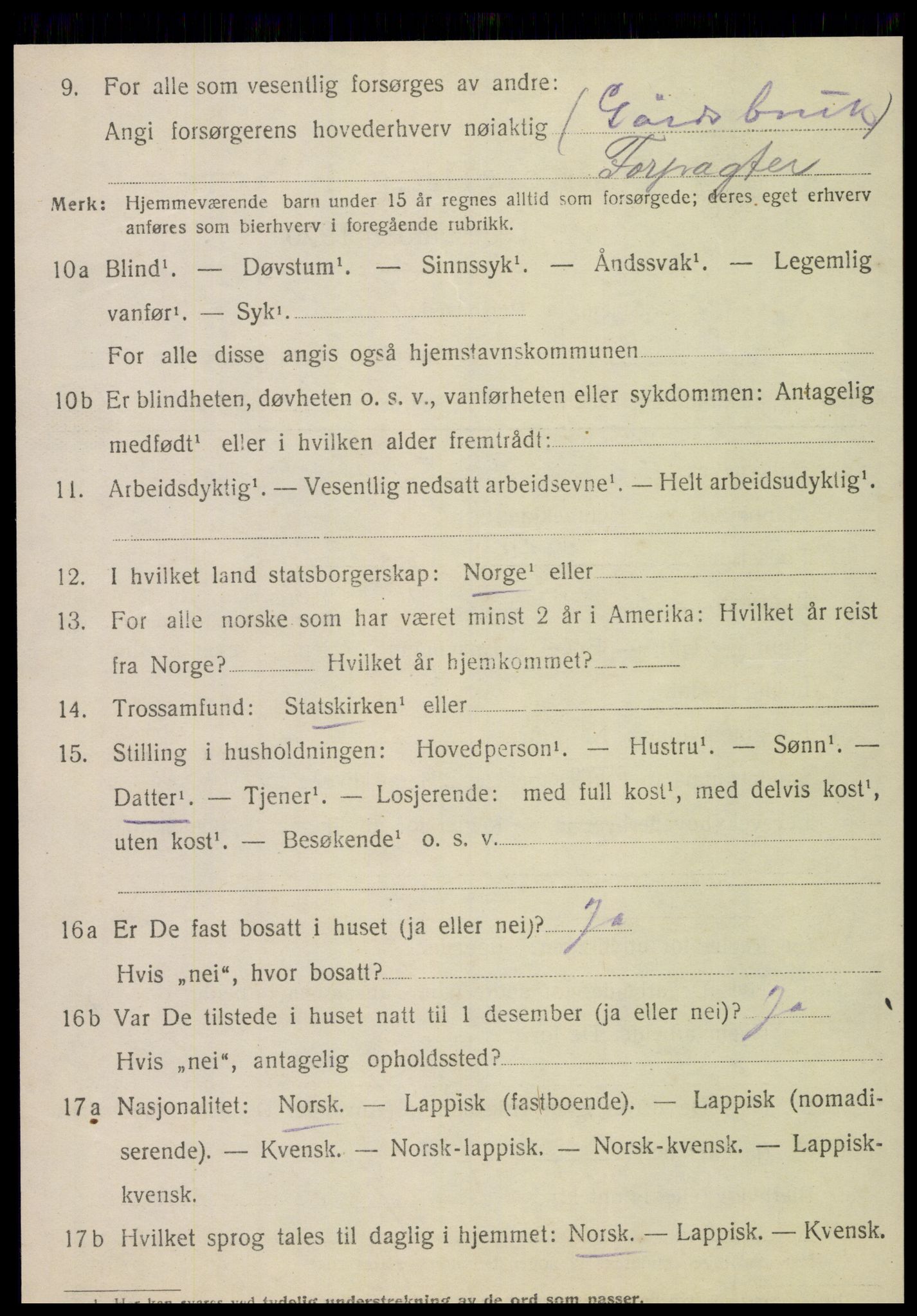 SAT, 1920 census for Velfjord, 1920, p. 3090