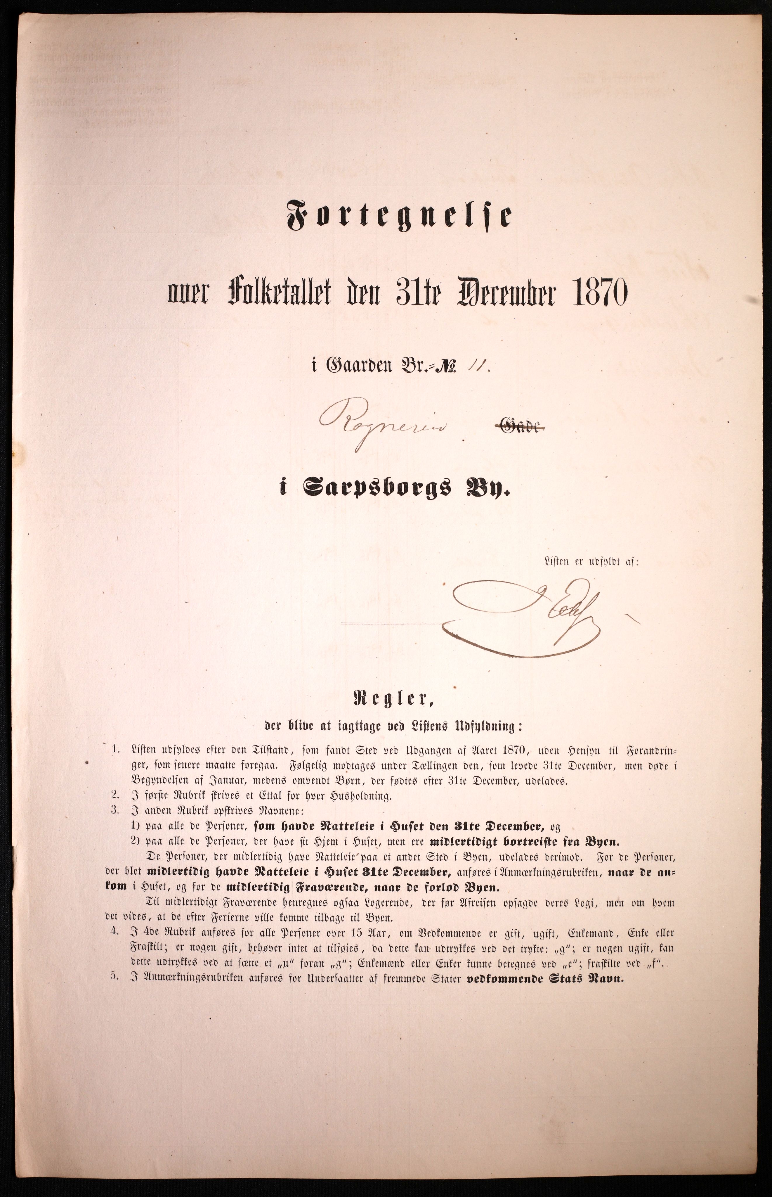 RA, 1870 census for 0102 Sarpsborg, 1870, p. 393