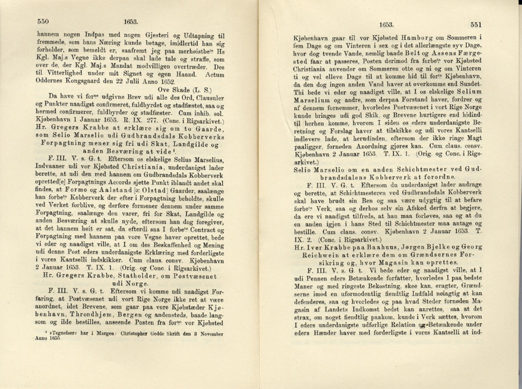 Publikasjoner utgitt av Det Norske Historiske Kildeskriftfond, PUBL/-/-/-: Norske Rigs-Registranter, bind 10, 1650-1653, p. 550-551