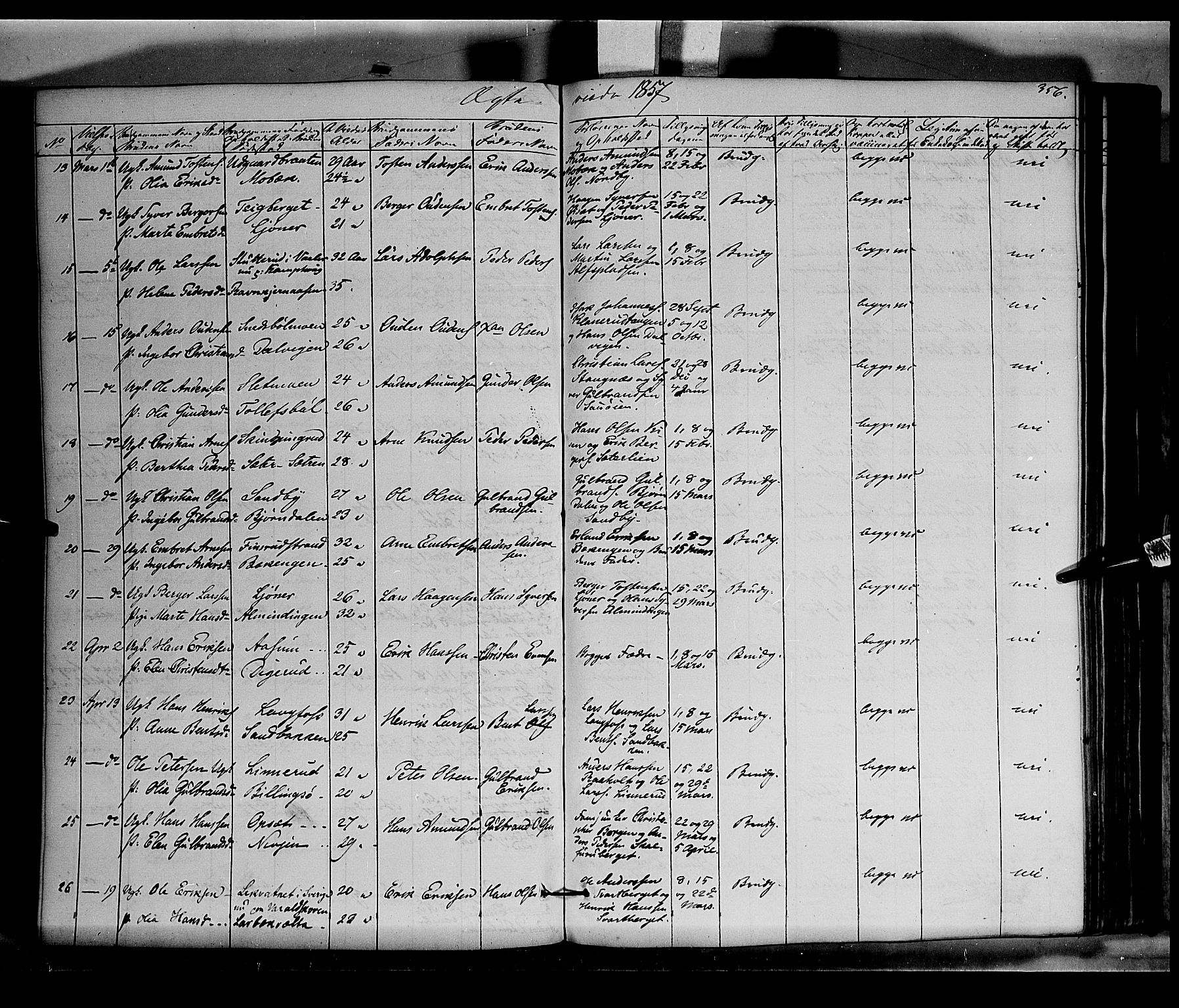 Vinger prestekontor, SAH/PREST-024/H/Ha/Haa/L0010: Parish register (official) no. 10, 1855-1861, p. 356
