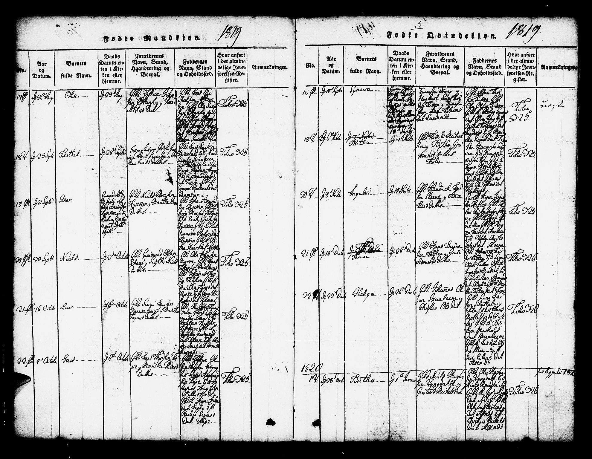Kvam sokneprestembete, SAB/A-76201/H/Haa: Parish register (official) no. A 6, 1818-1832, p. 5