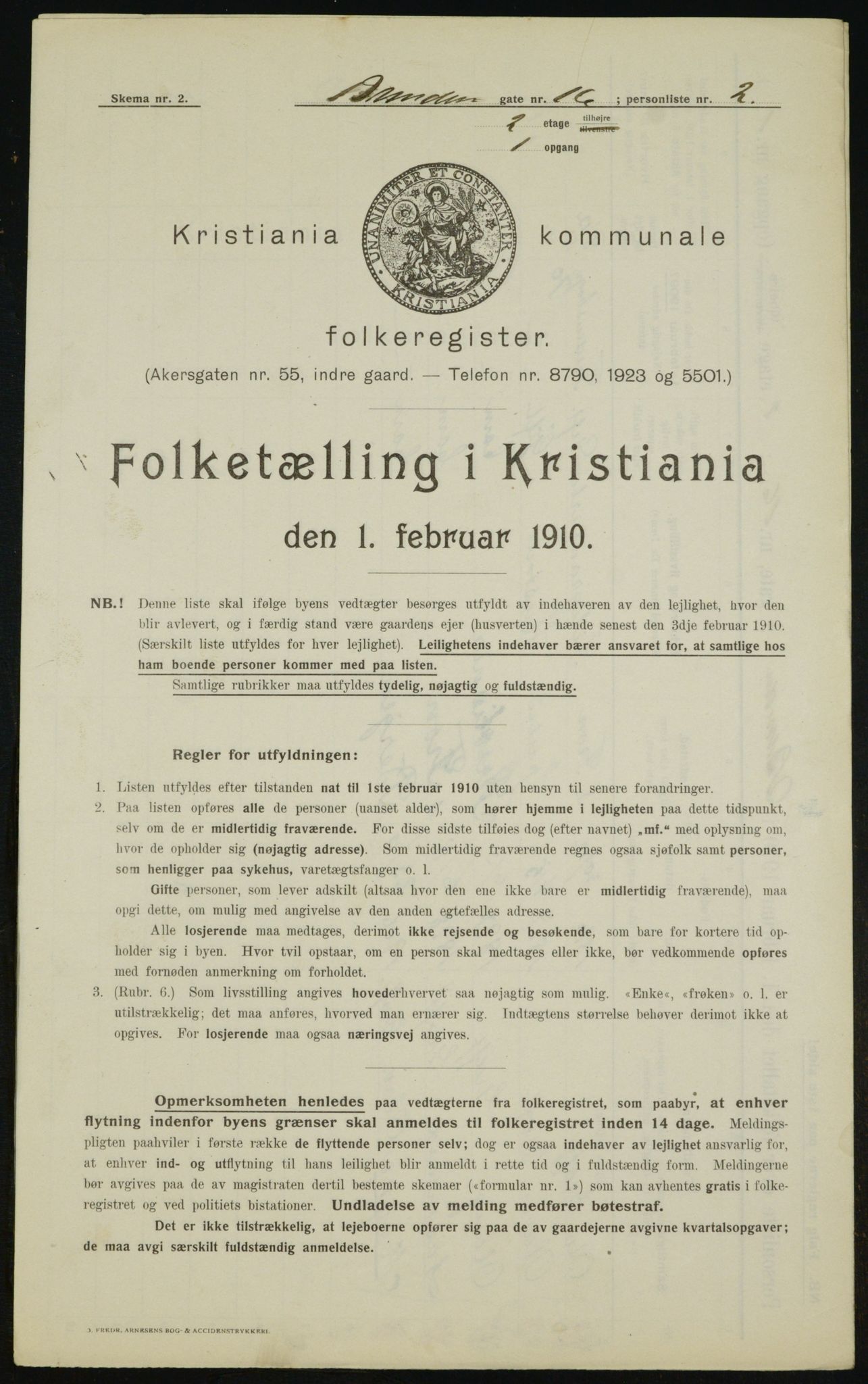 OBA, Municipal Census 1910 for Kristiania, 1910, p. 8434