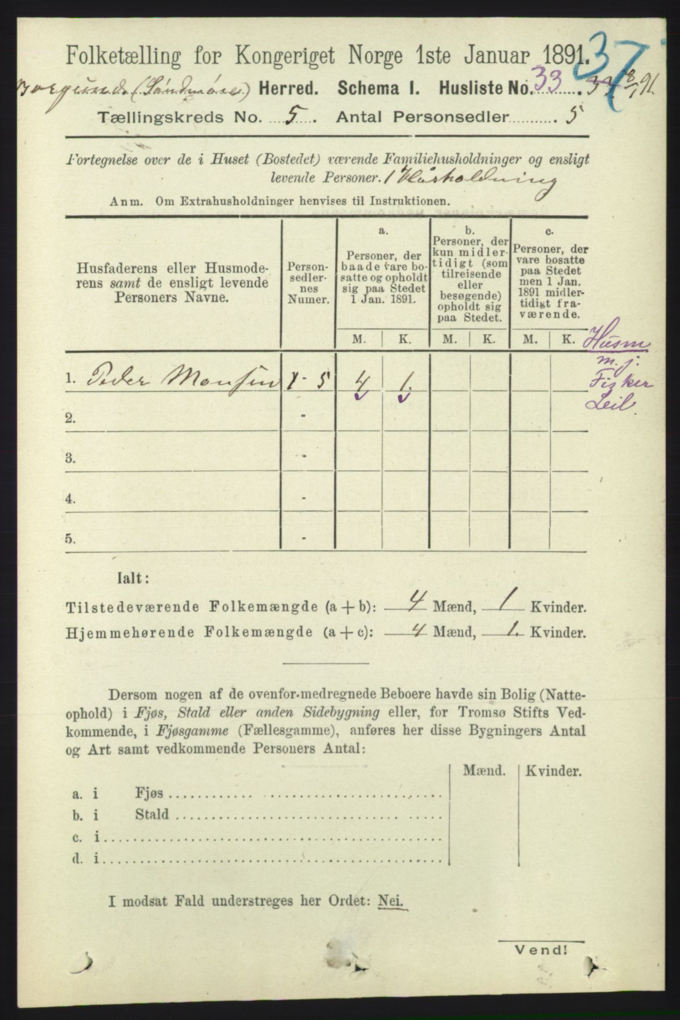 RA, 1891 census for 1531 Borgund, 1891, p. 1253