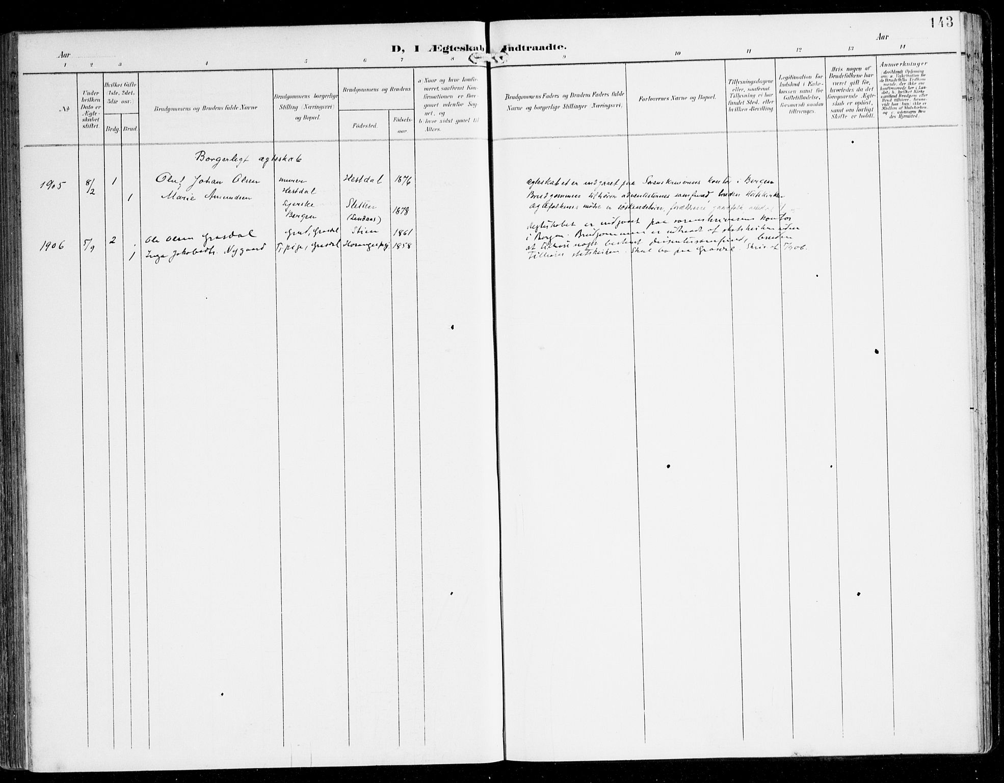 Alversund Sokneprestembete, SAB/A-73901/H/Ha/Haa/Haac/L0002: Parish register (official) no. C 2, 1901-1921, p. 143