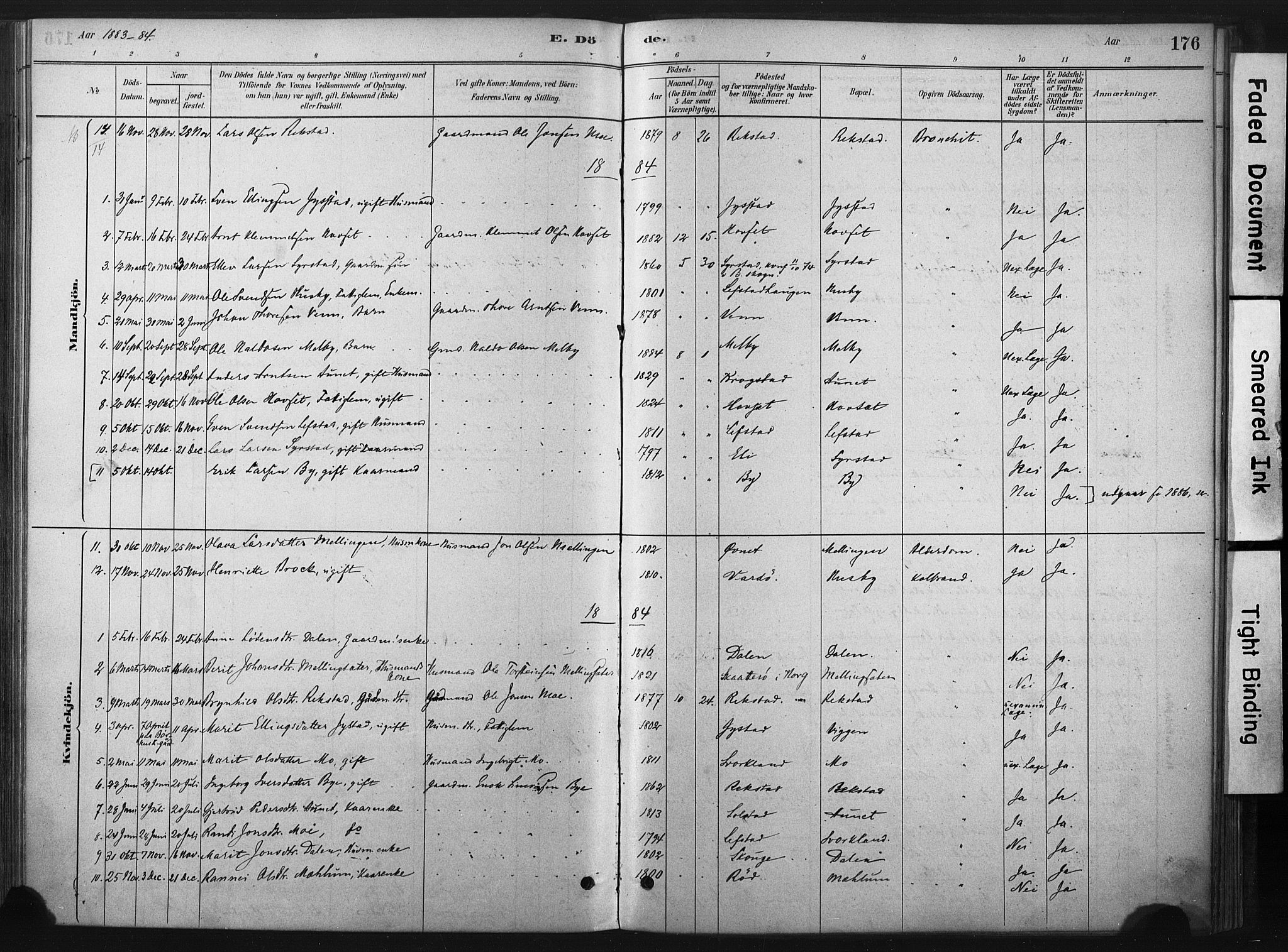 Ministerialprotokoller, klokkerbøker og fødselsregistre - Sør-Trøndelag, AV/SAT-A-1456/667/L0795: Parish register (official) no. 667A03, 1879-1907, p. 176