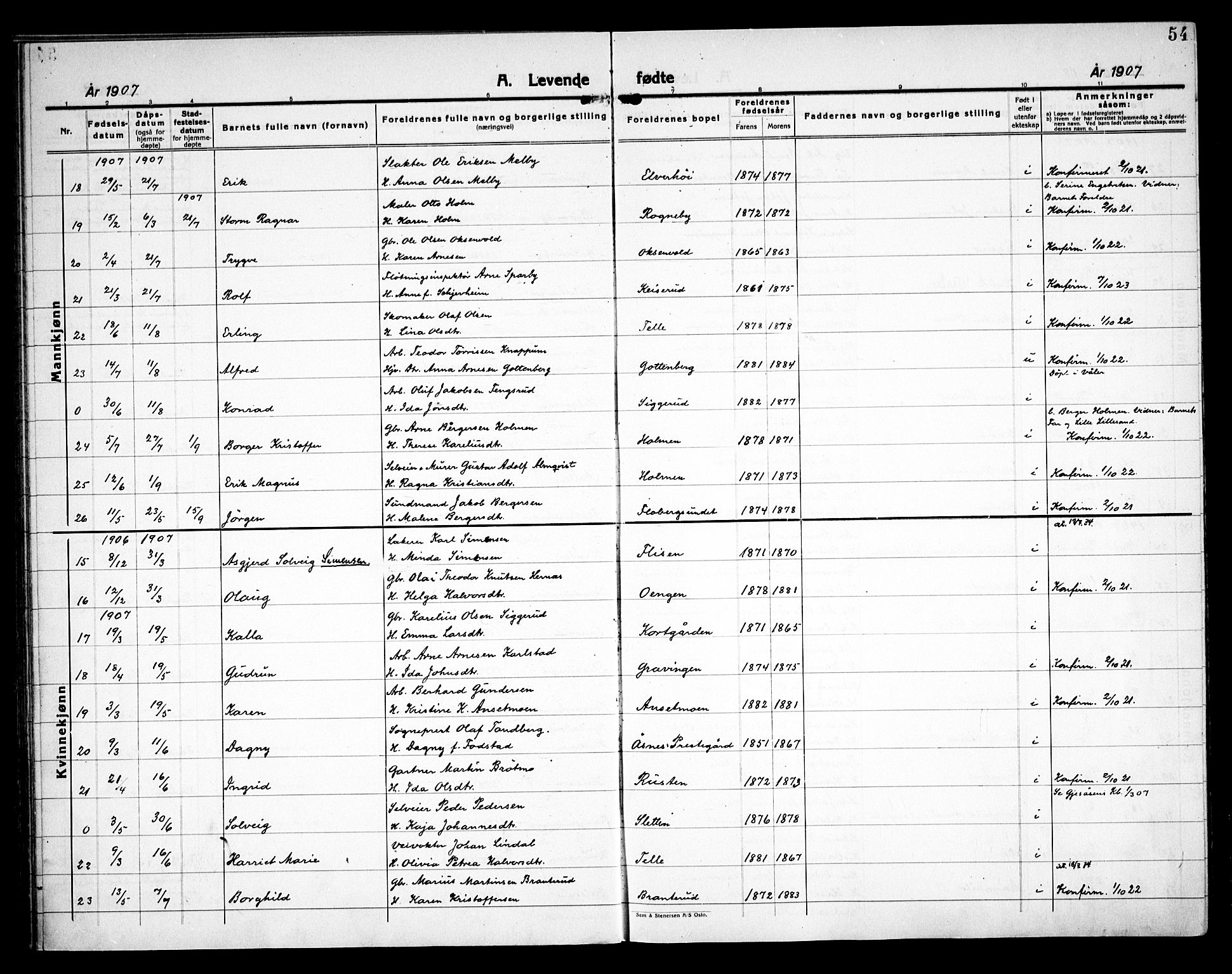 Åsnes prestekontor, AV/SAH-PREST-042/H/Ha/Haa/L0000C: Parish register (official) no. 0A, 1890-1929, p. 54