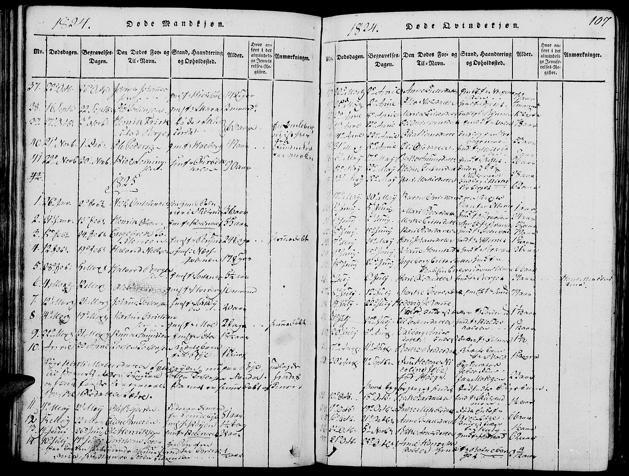 Grue prestekontor, SAH/PREST-036/H/Ha/Hab/L0002: Parish register (copy) no. 2, 1815-1841, p. 107