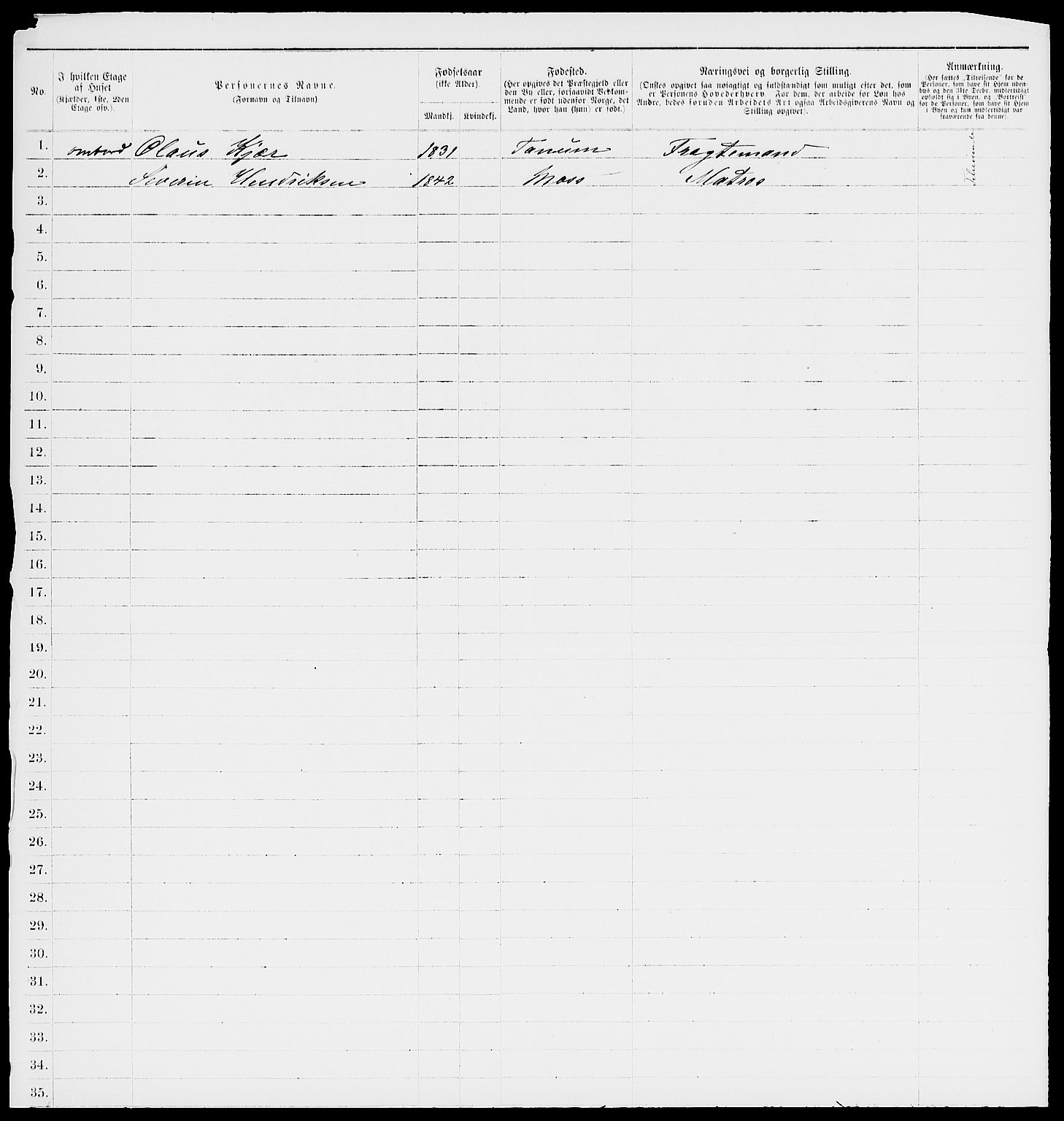 RA, 1885 census for 0104 Moss, 1885, p. 8