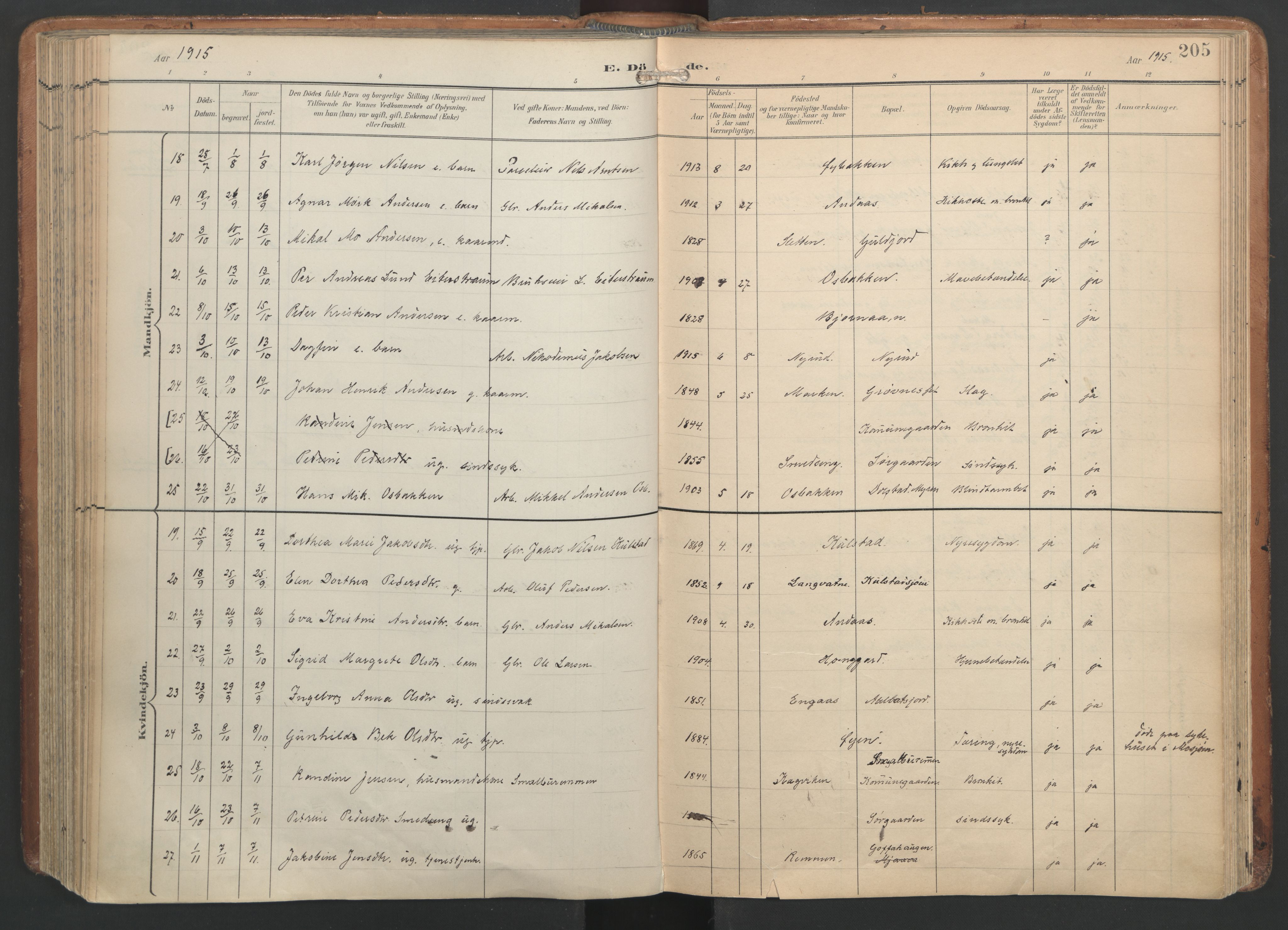 Ministerialprotokoller, klokkerbøker og fødselsregistre - Nordland, AV/SAT-A-1459/820/L0298: Parish register (official) no. 820A19, 1897-1915, p. 205