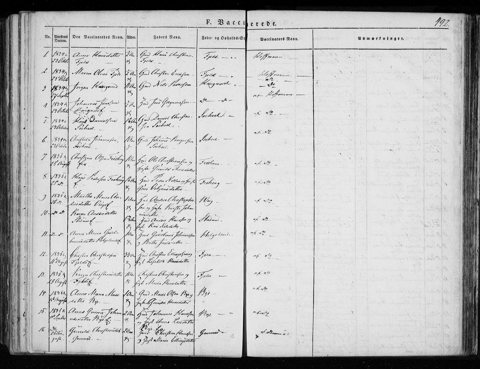 Hole kirkebøker, SAKO/A-228/F/Fa/L0005: Parish register (official) no. I 5, 1833-1851, p. 492