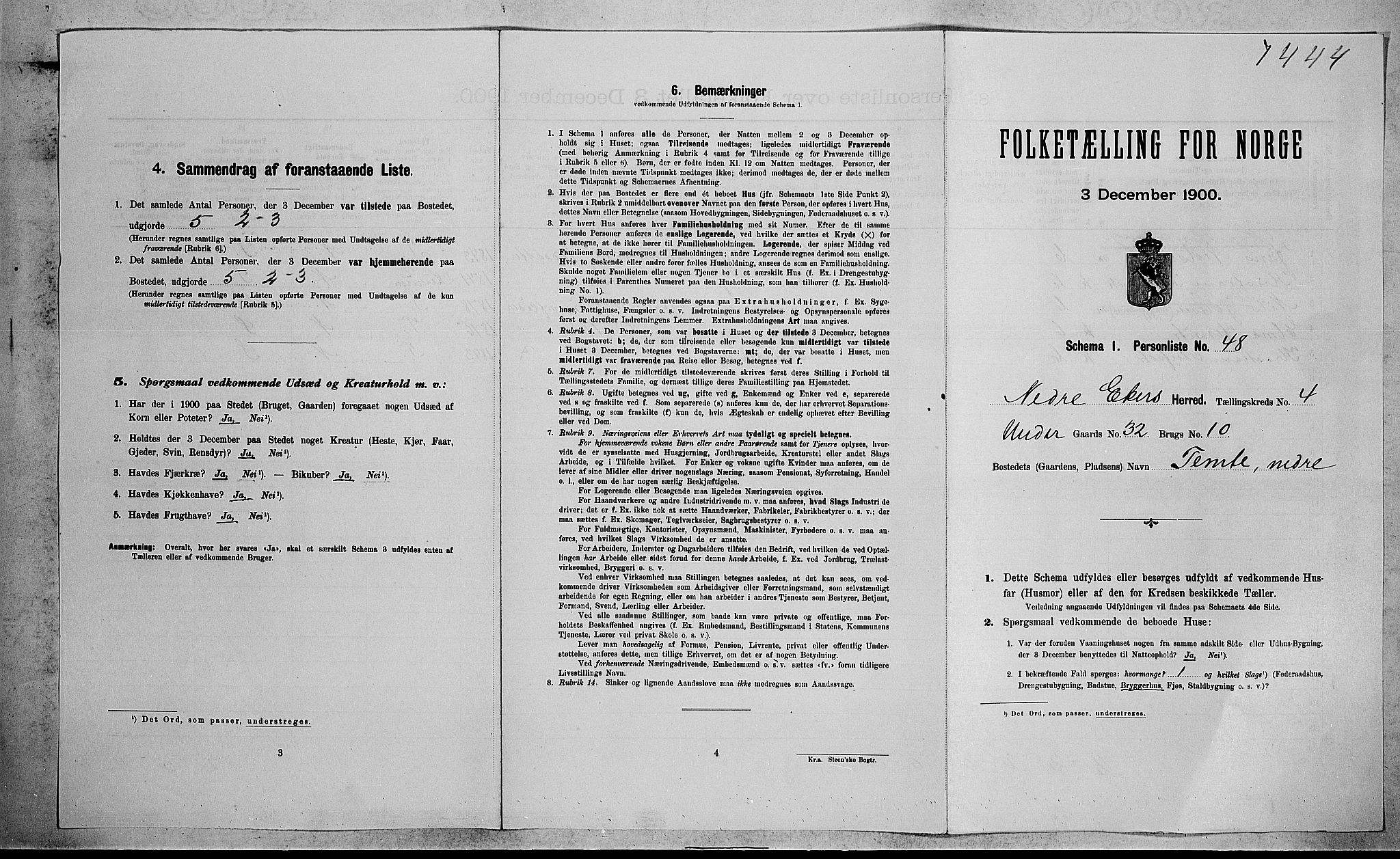 RA, 1900 census for Nedre Eiker, 1900, p. 553