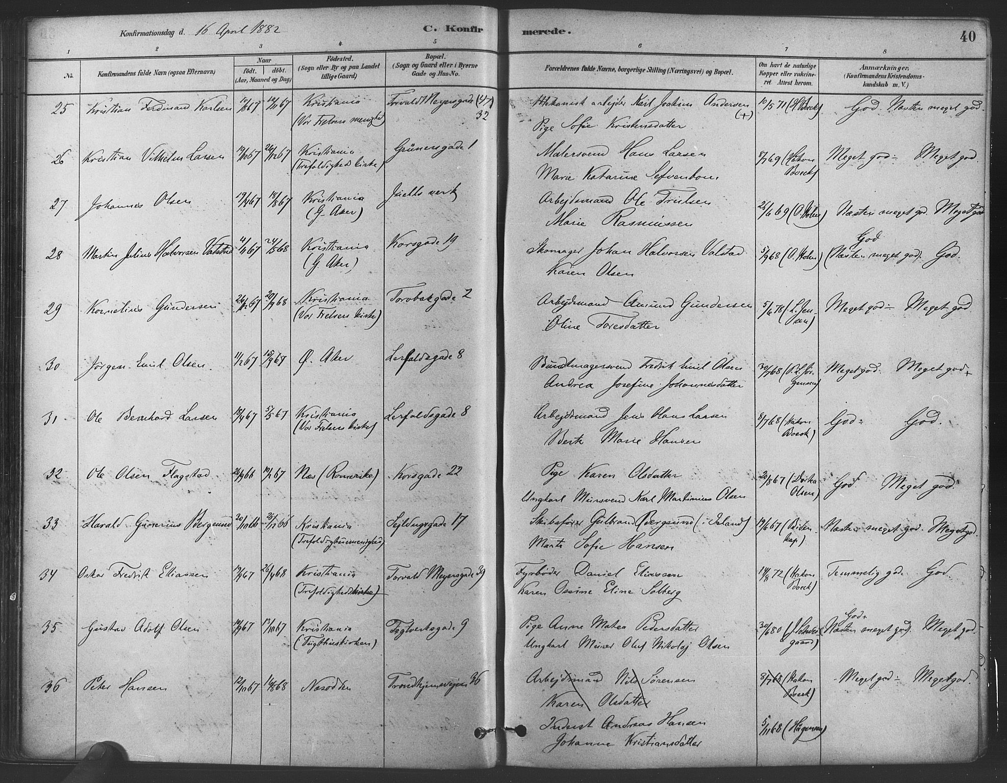 Paulus prestekontor Kirkebøker, AV/SAO-A-10871/F/Fa/L0004: Parish register (official) no. 4, 1879-1891, p. 40