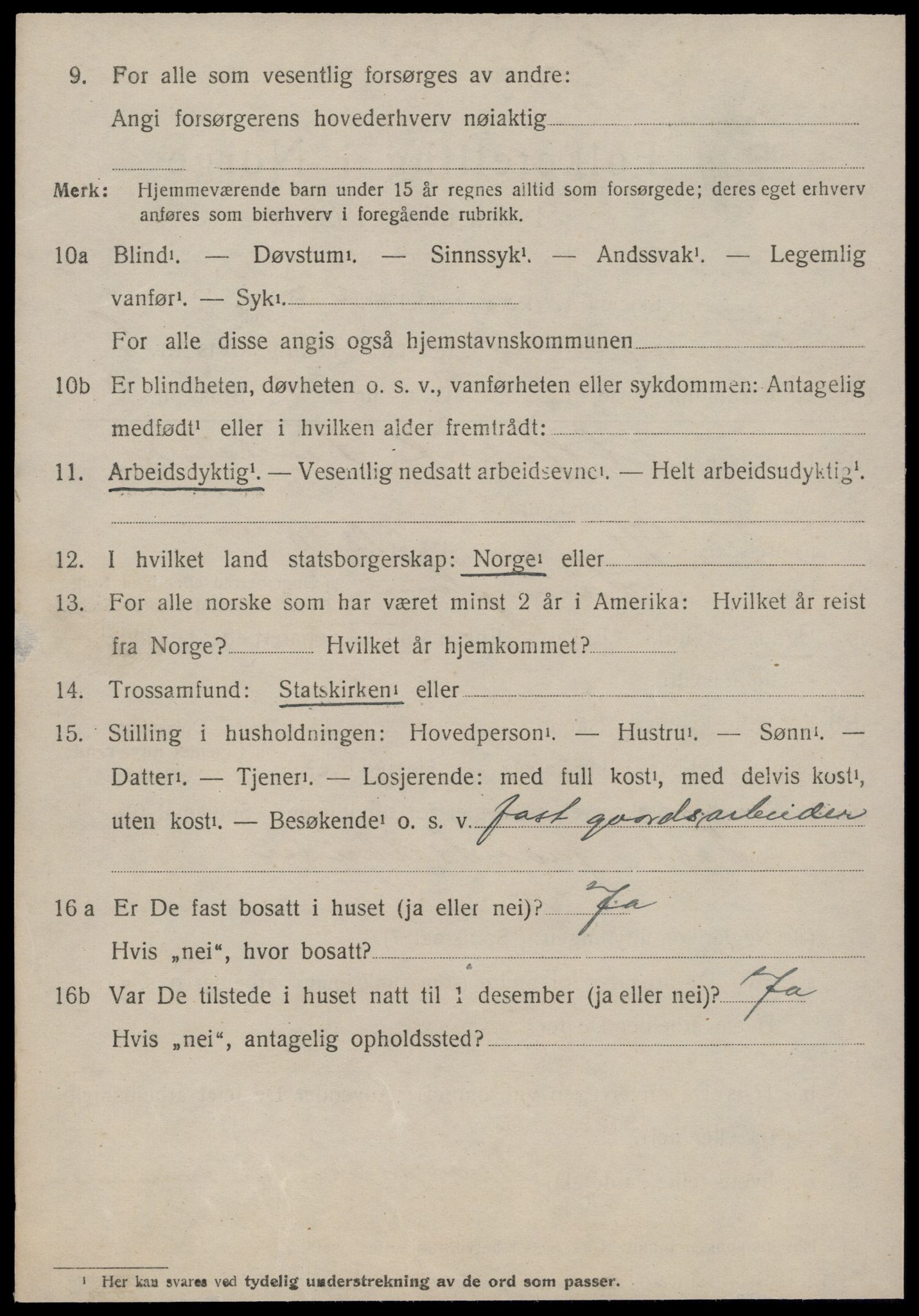 SAT, 1920 census for Sunnylven, 1920, p. 2537