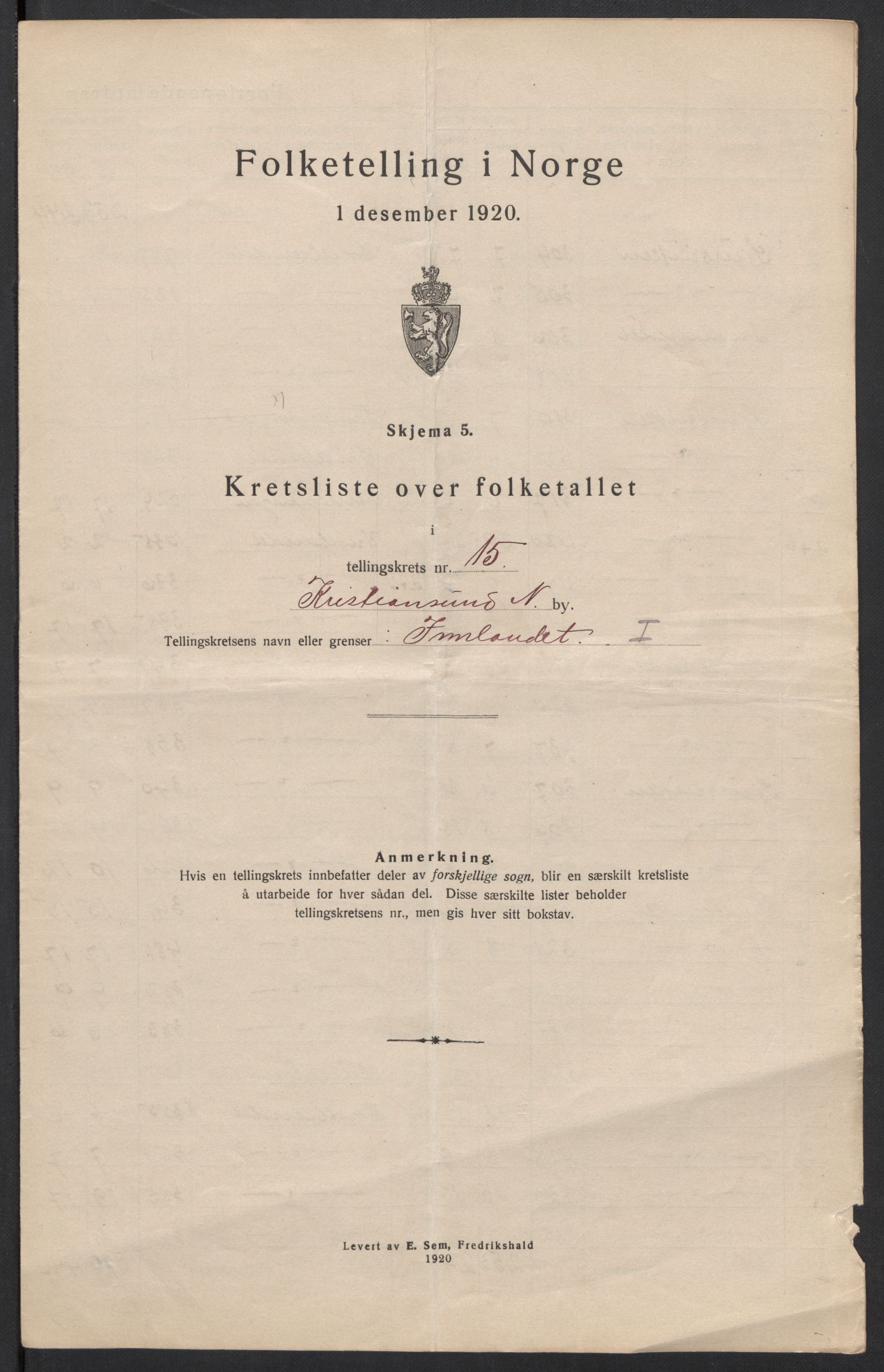 SAT, 1920 census for Kristiansund, 1920, p. 48