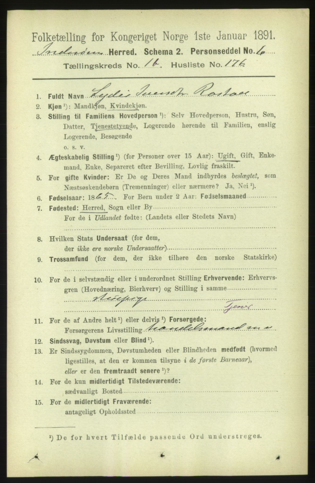 RA, 1891 census for 1729 Inderøy, 1891, p. 1168