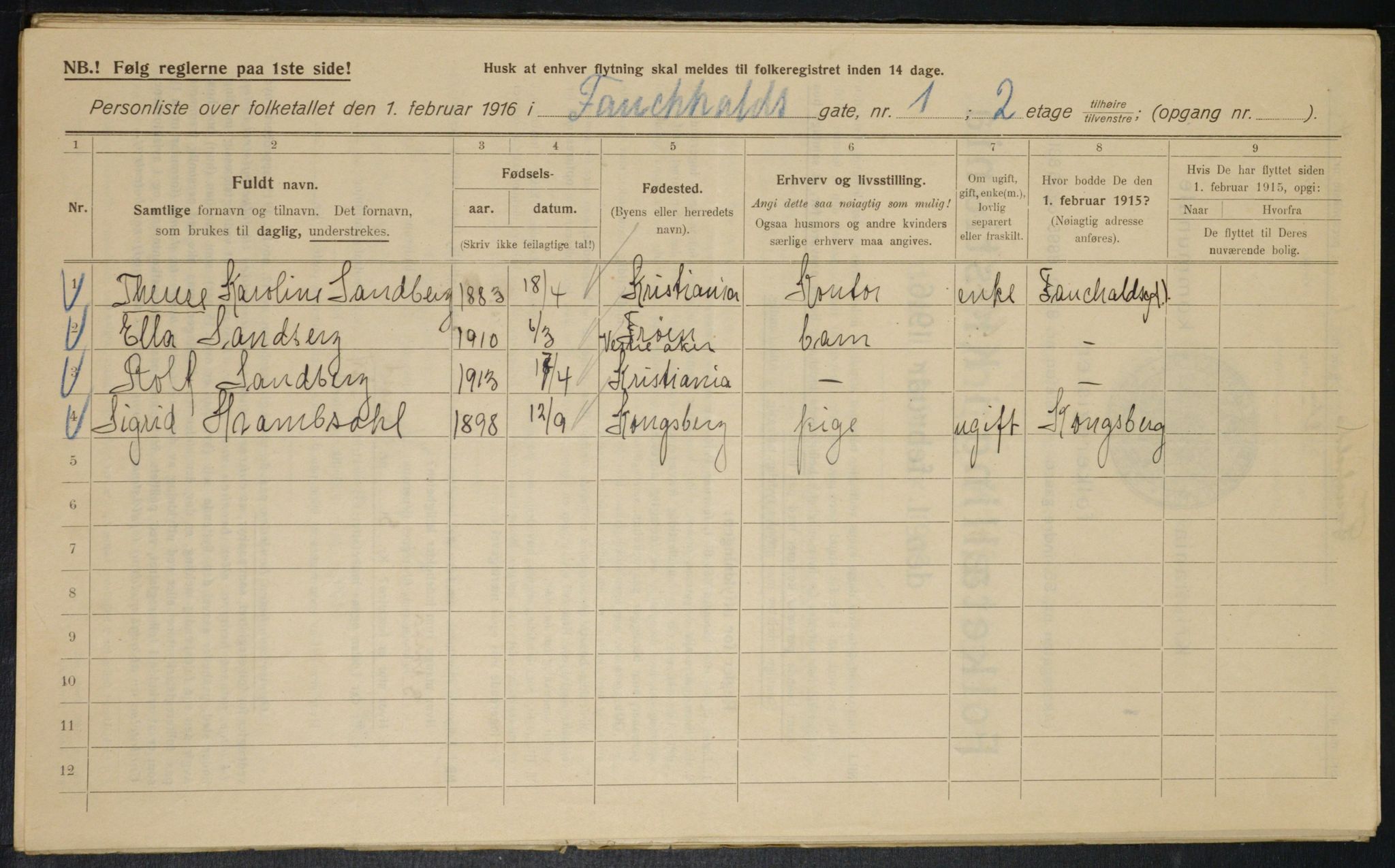 OBA, Municipal Census 1916 for Kristiania, 1916, p. 24058