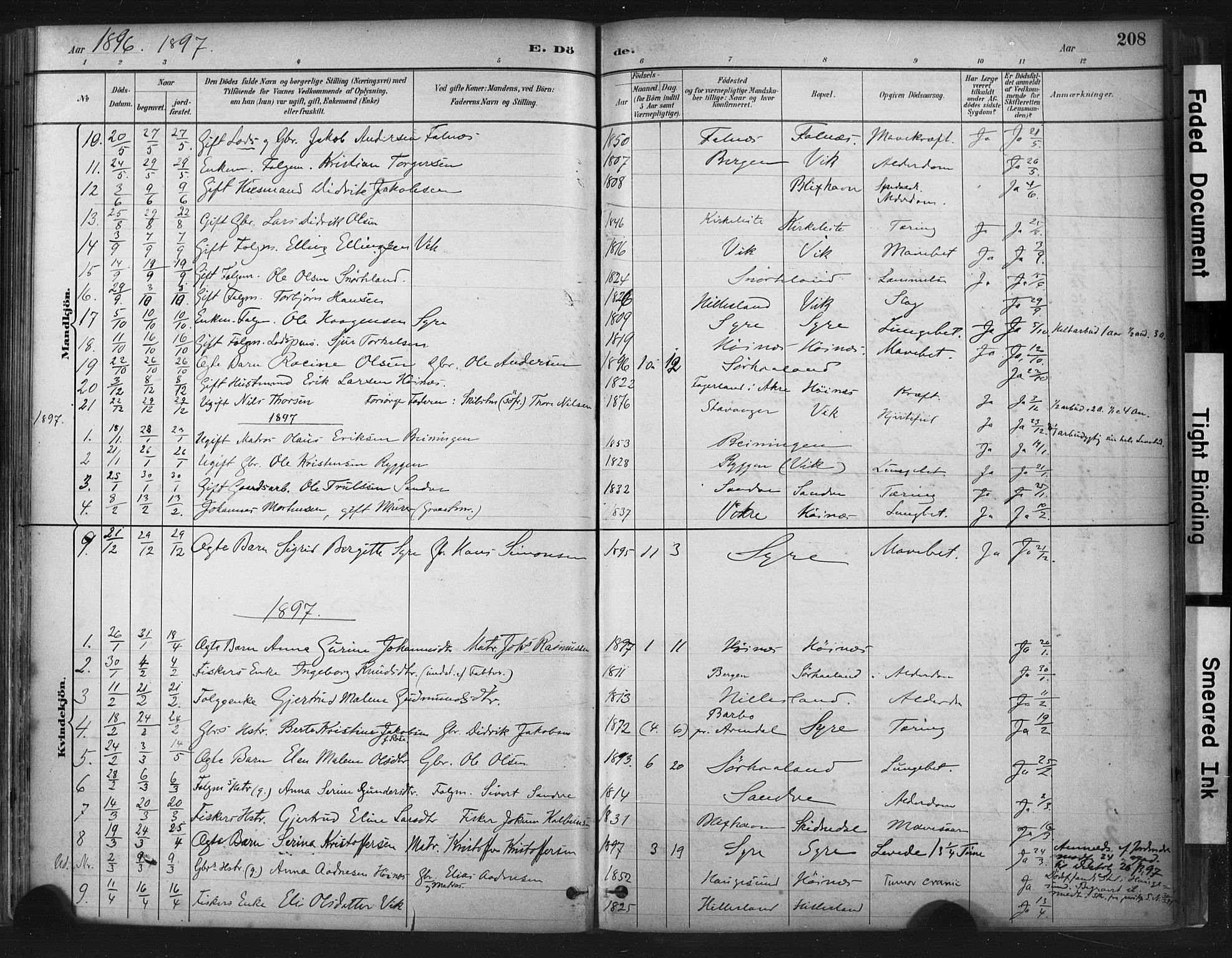 Skudenes sokneprestkontor, SAST/A -101849/H/Ha/Haa/L0009: Parish register (official) no. A 6, 1882-1912, p. 208