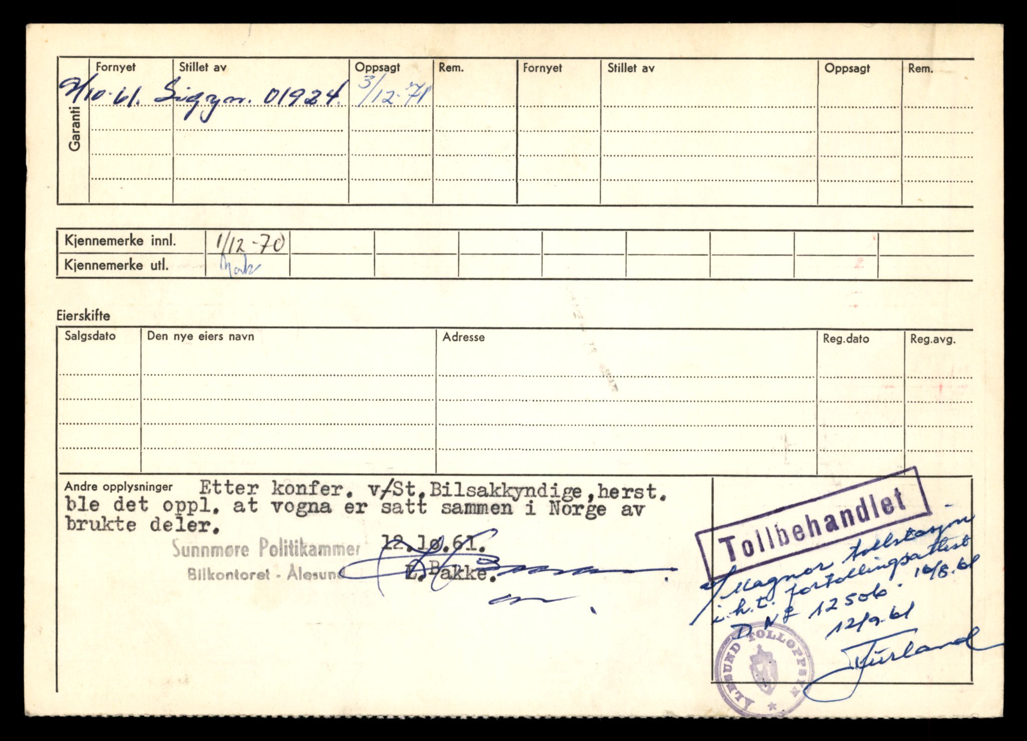 Møre og Romsdal vegkontor - Ålesund trafikkstasjon, AV/SAT-A-4099/F/Fe/L0012: Registreringskort for kjøretøy T 1290 - T 1450, 1927-1998, p. 1509