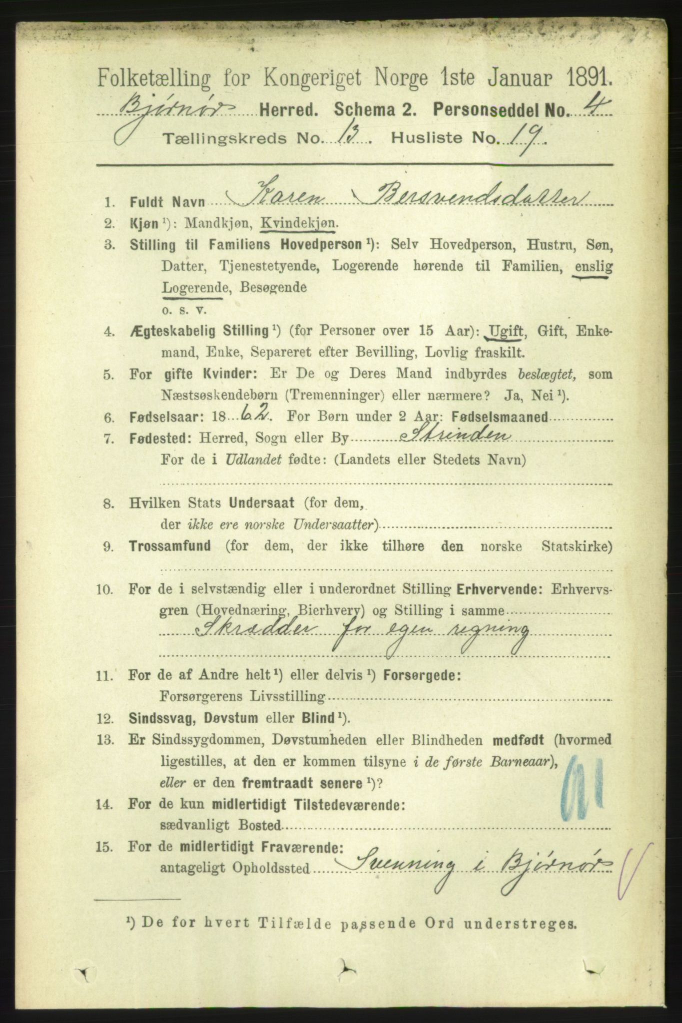 RA, 1891 census for 1632 Bjørnør, 1891, p. 5676