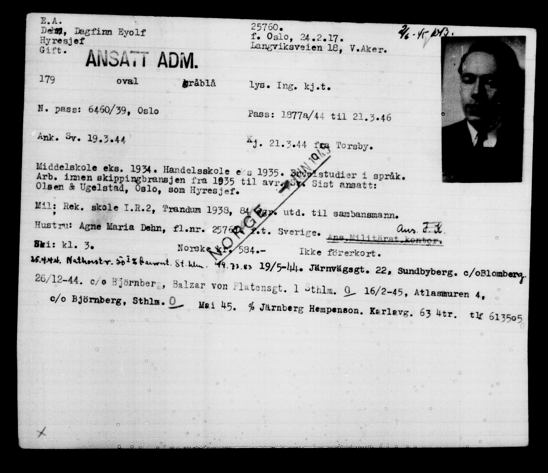 Den Kgl. Norske Legasjons Flyktningskontor, AV/RA-S-6753/V/Va/L0011: Kjesäterkartoteket.  Flyktningenr. 25300-28349, 1940-1945, p. 478
