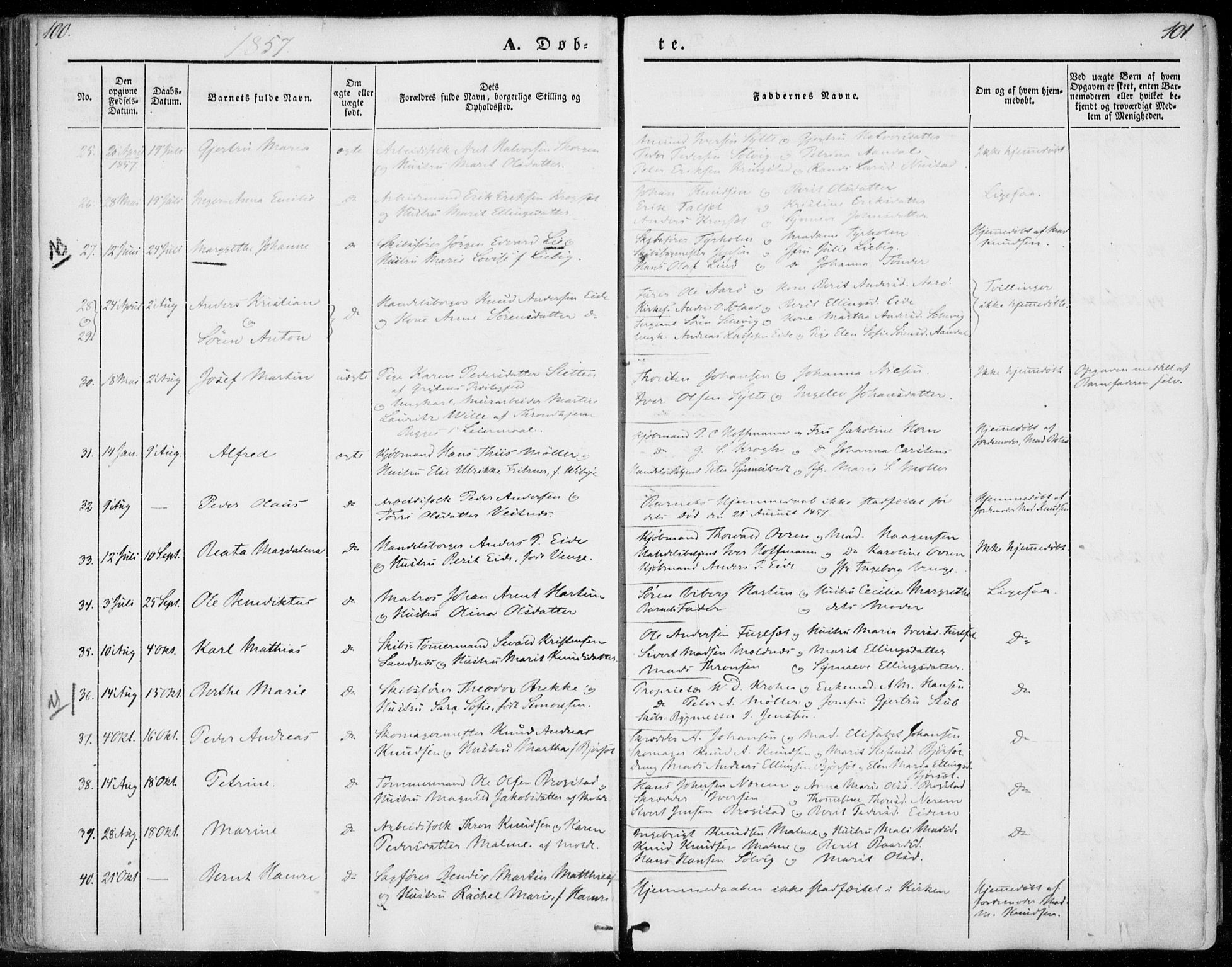 Ministerialprotokoller, klokkerbøker og fødselsregistre - Møre og Romsdal, SAT/A-1454/558/L0689: Parish register (official) no. 558A03, 1843-1872, p. 100-101