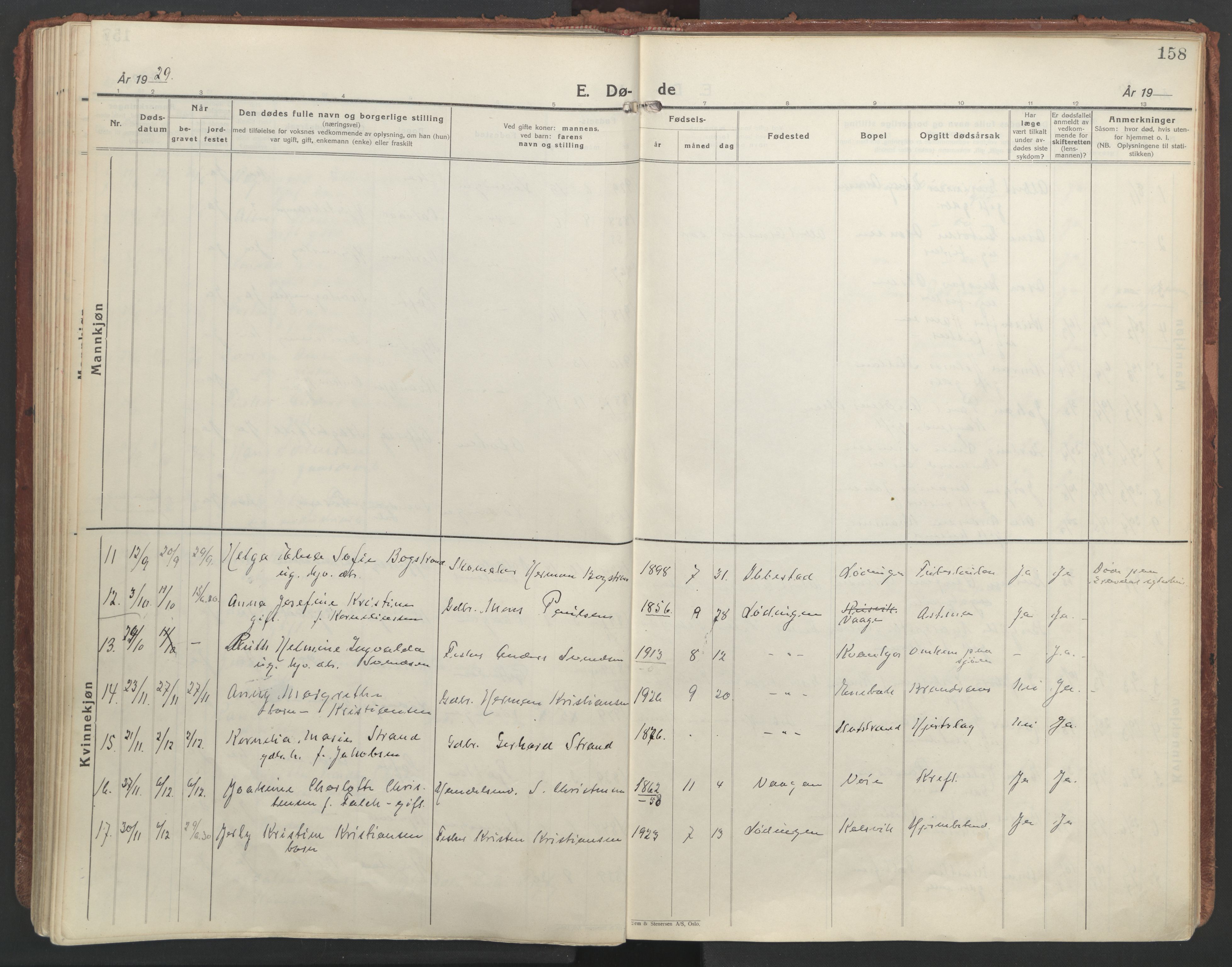 Ministerialprotokoller, klokkerbøker og fødselsregistre - Nordland, AV/SAT-A-1459/872/L1043: Parish register (official) no. 872A18, 1925-1939, p. 158