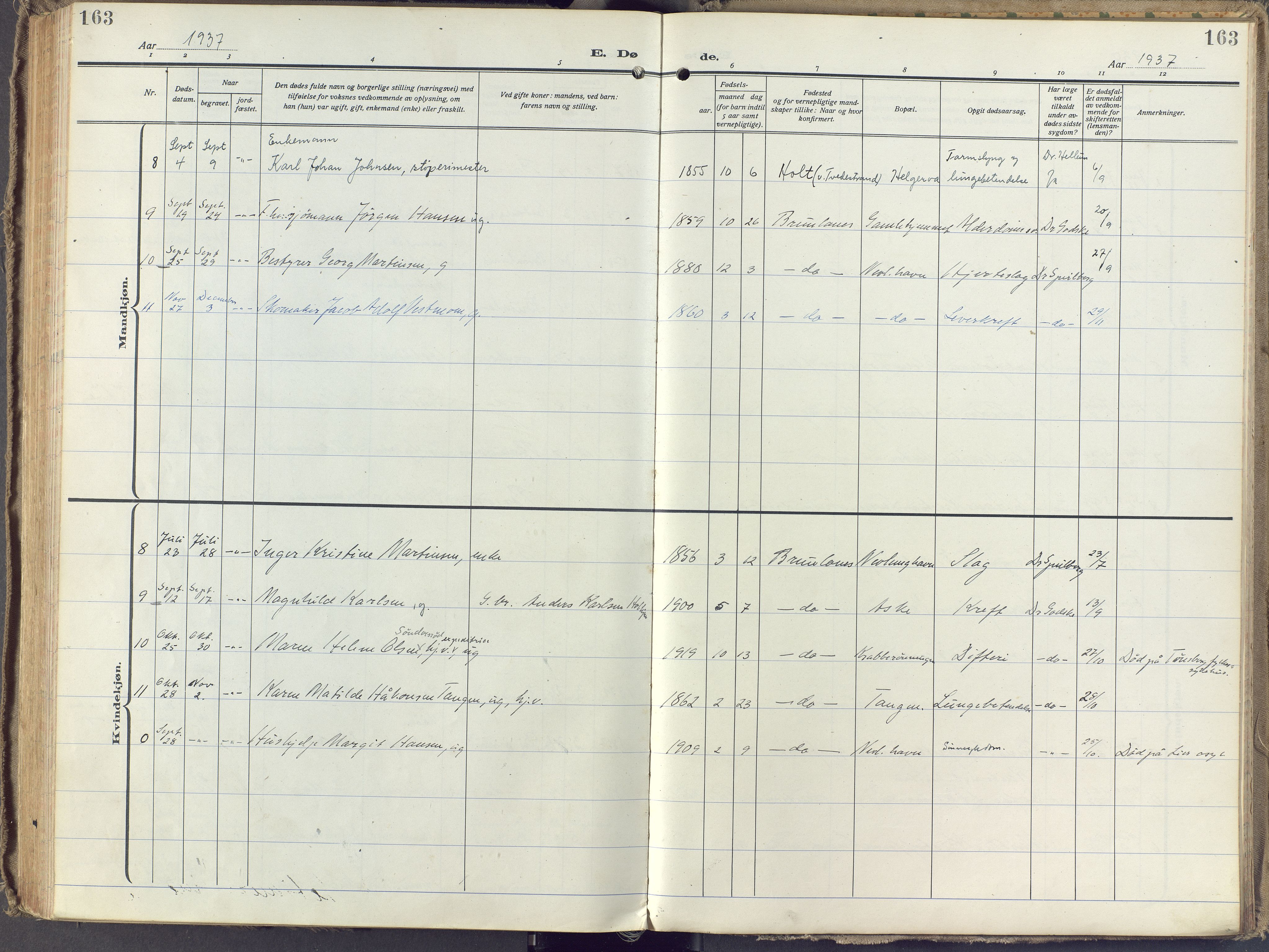 Brunlanes kirkebøker, AV/SAKO-A-342/F/Fb/L0004: Parish register (official) no. II 4, 1923-1940, p. 163