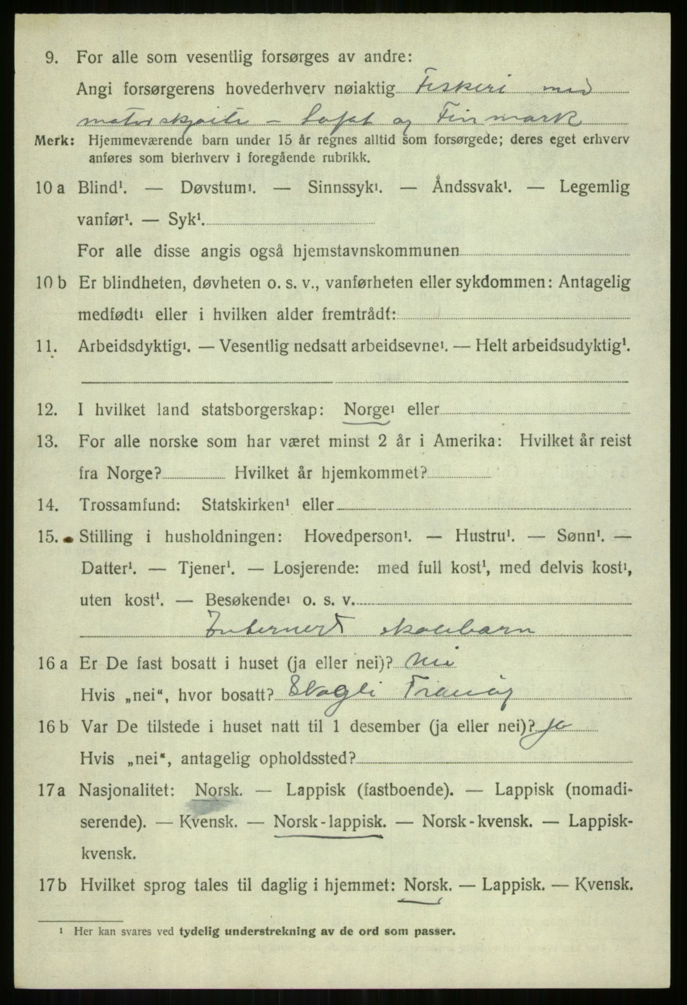 SATØ, 1920 census for Tranøy, 1920, p. 2344