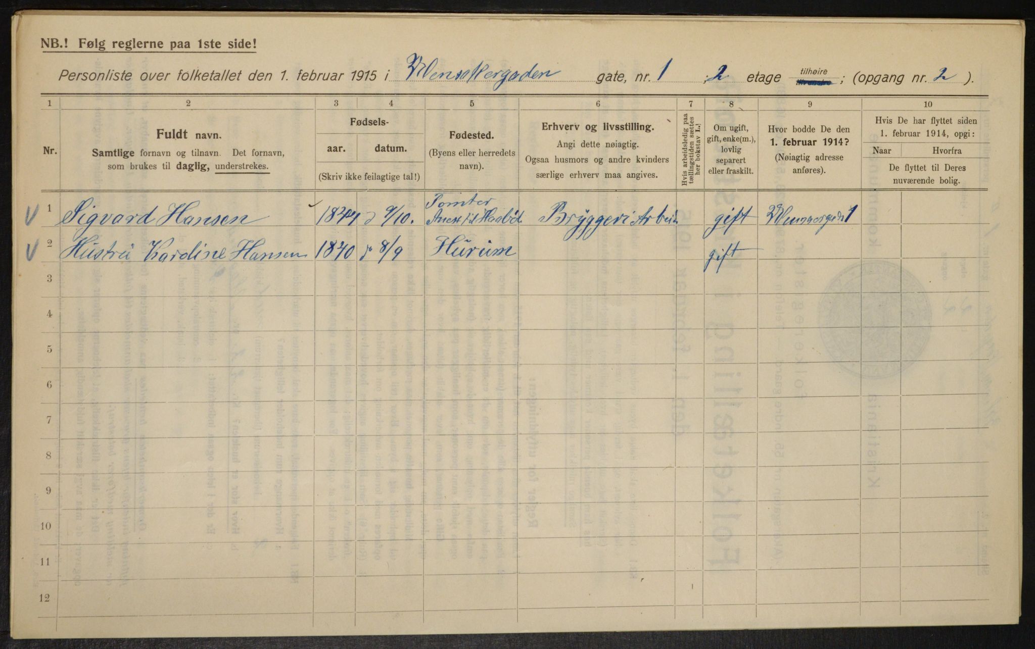 OBA, Municipal Census 1915 for Kristiania, 1915, p. 119341