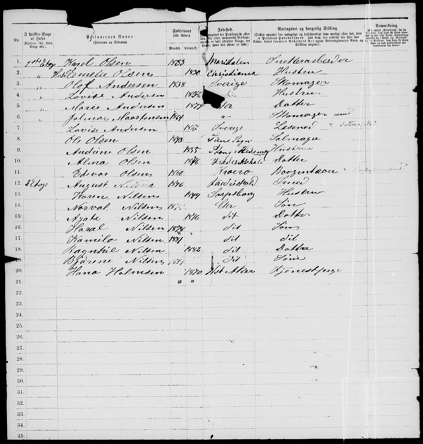 RA, 1885 census for 0301 Kristiania, 1885, p. 2517