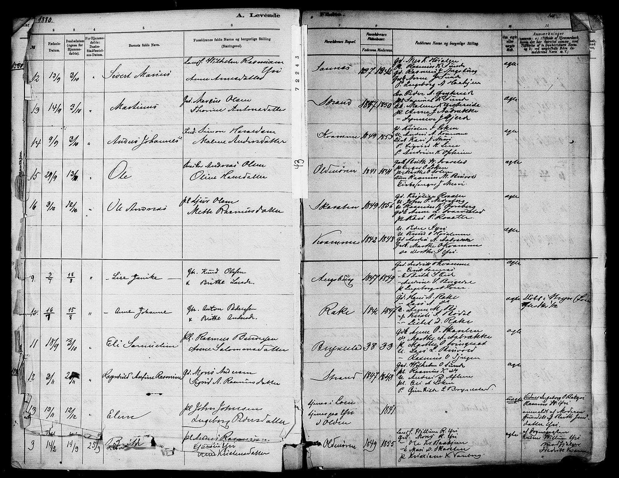 Innvik sokneprestembete, AV/SAB-A-80501: Parish register (official) no. C 1, 1879-1900, p. 9 (v), 7 (h)