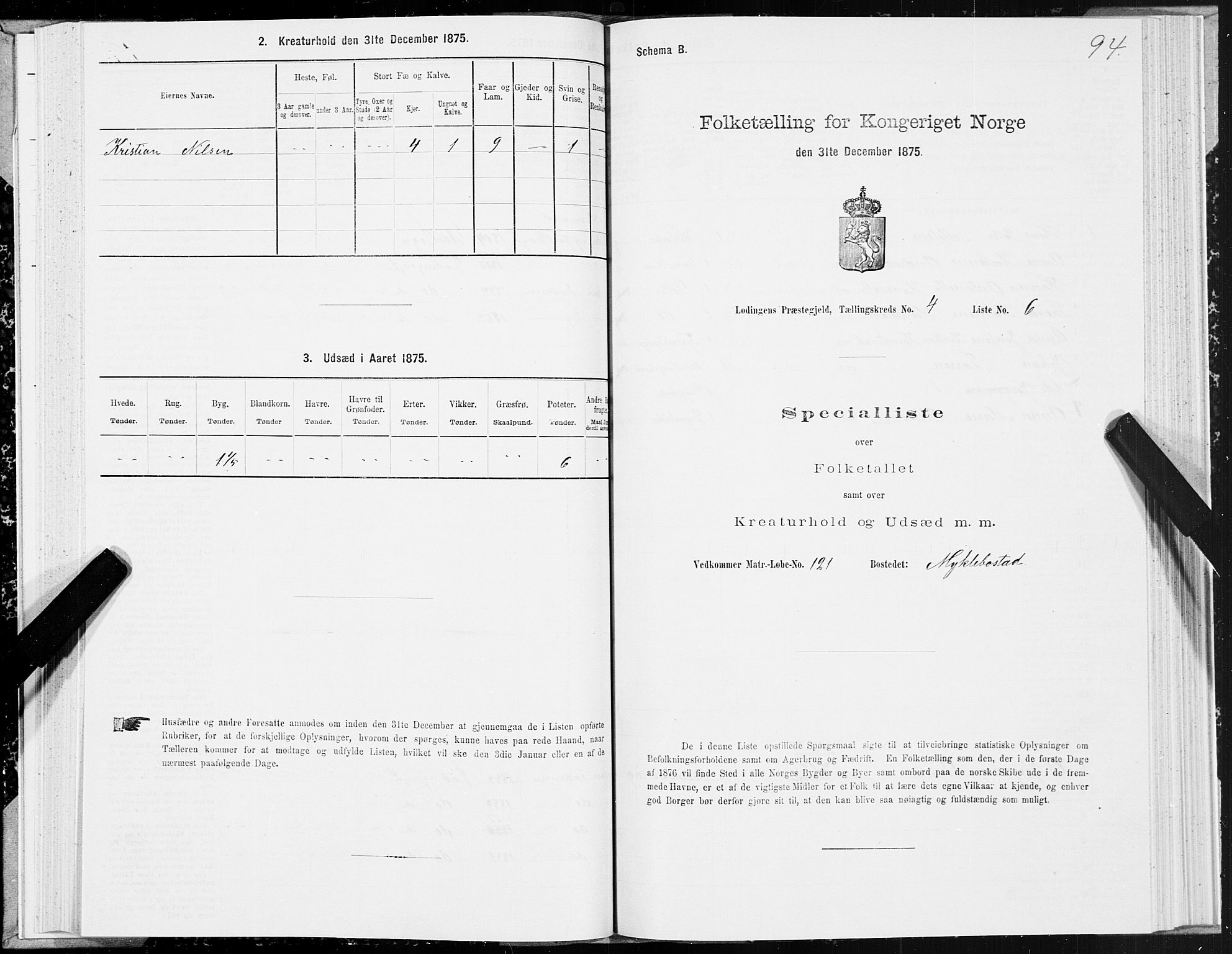 SAT, 1875 census for 1851P Lødingen, 1875, p. 2094