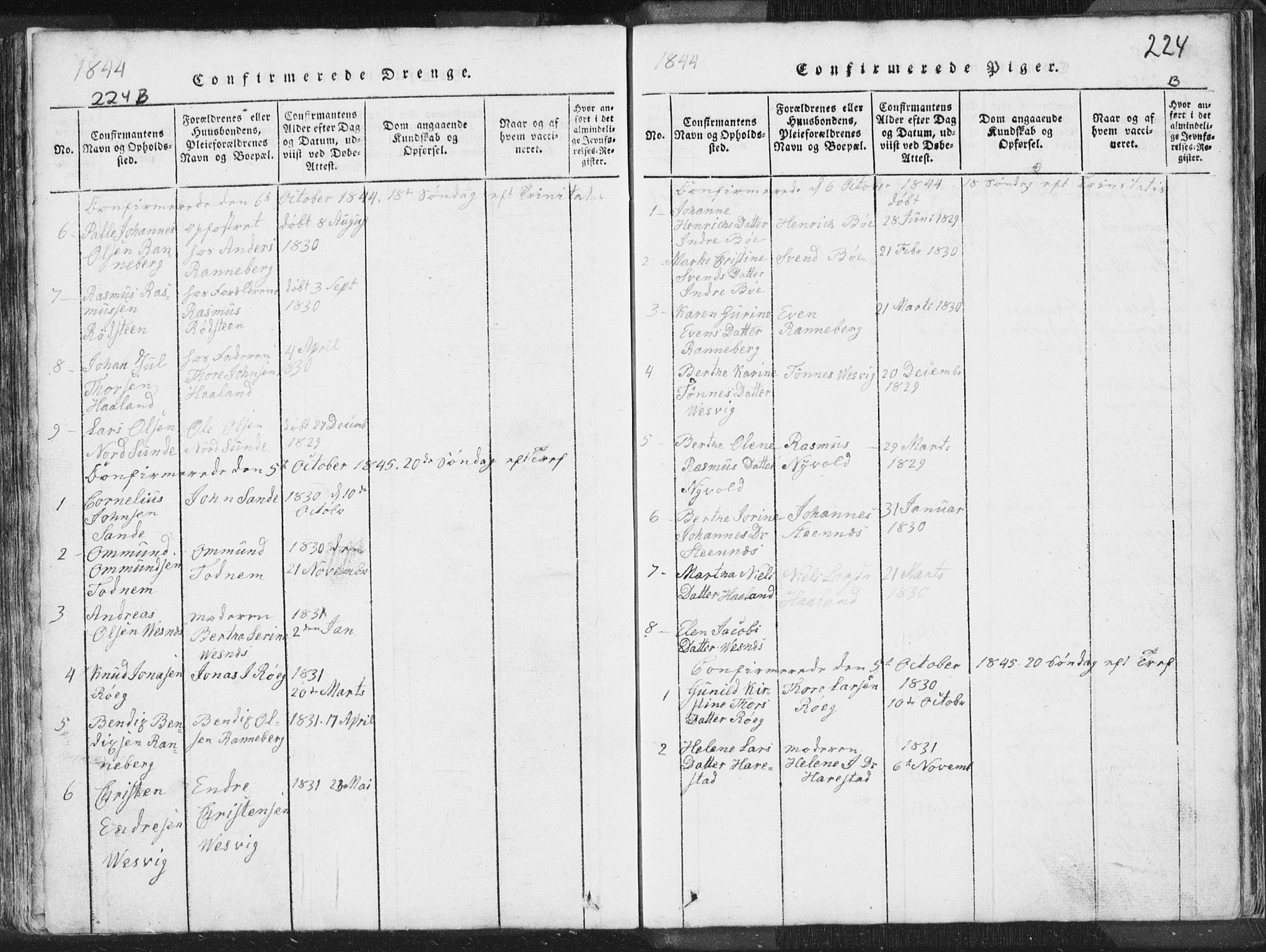 Hetland sokneprestkontor, SAST/A-101826/30/30BA/L0001: Parish register (official) no. A 1, 1816-1856, p. 224