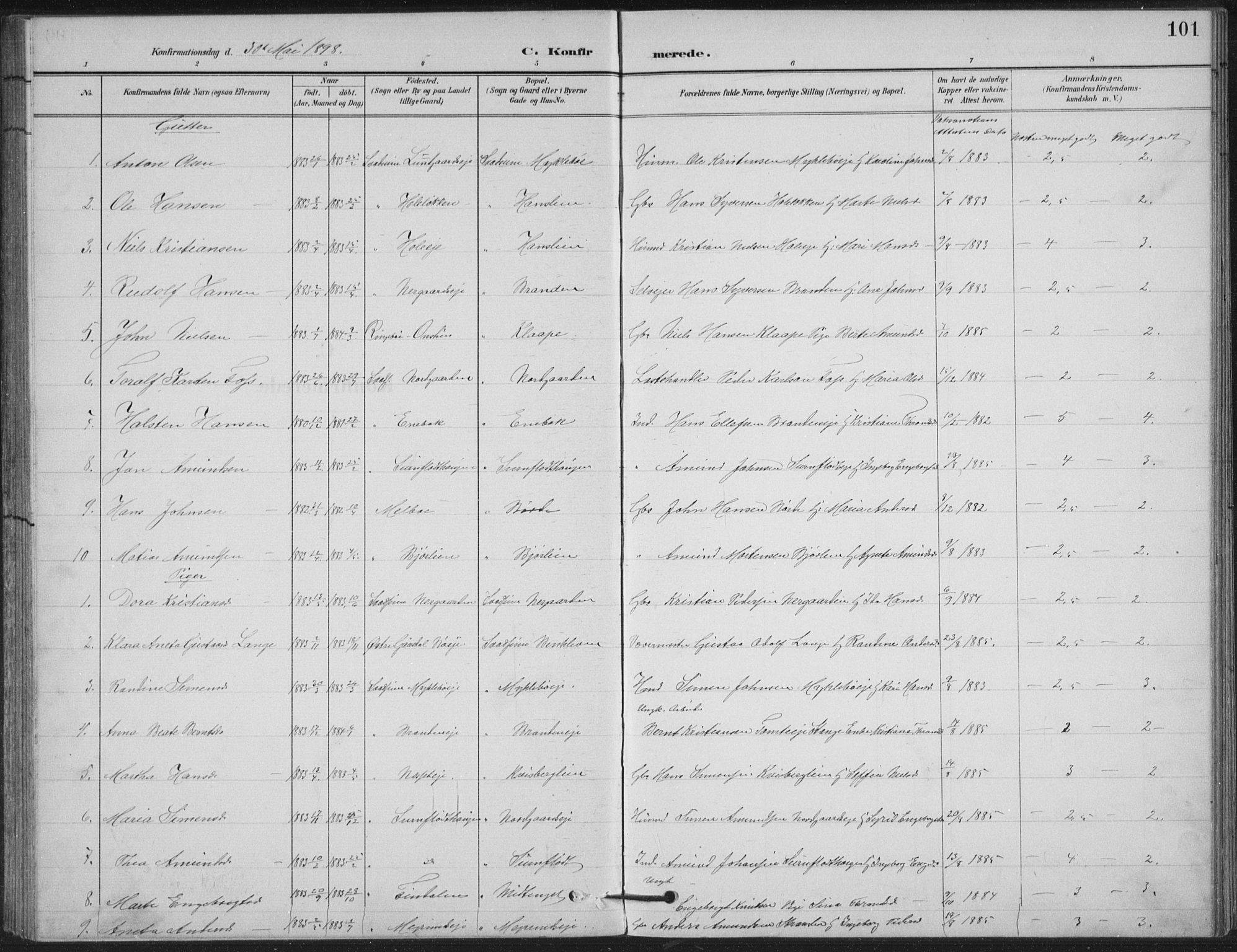 Vestre Gausdal prestekontor, AV/SAH-PREST-094/H/Ha/Hab/L0004: Parish register (copy) no. 4, 1898-1939, p. 101