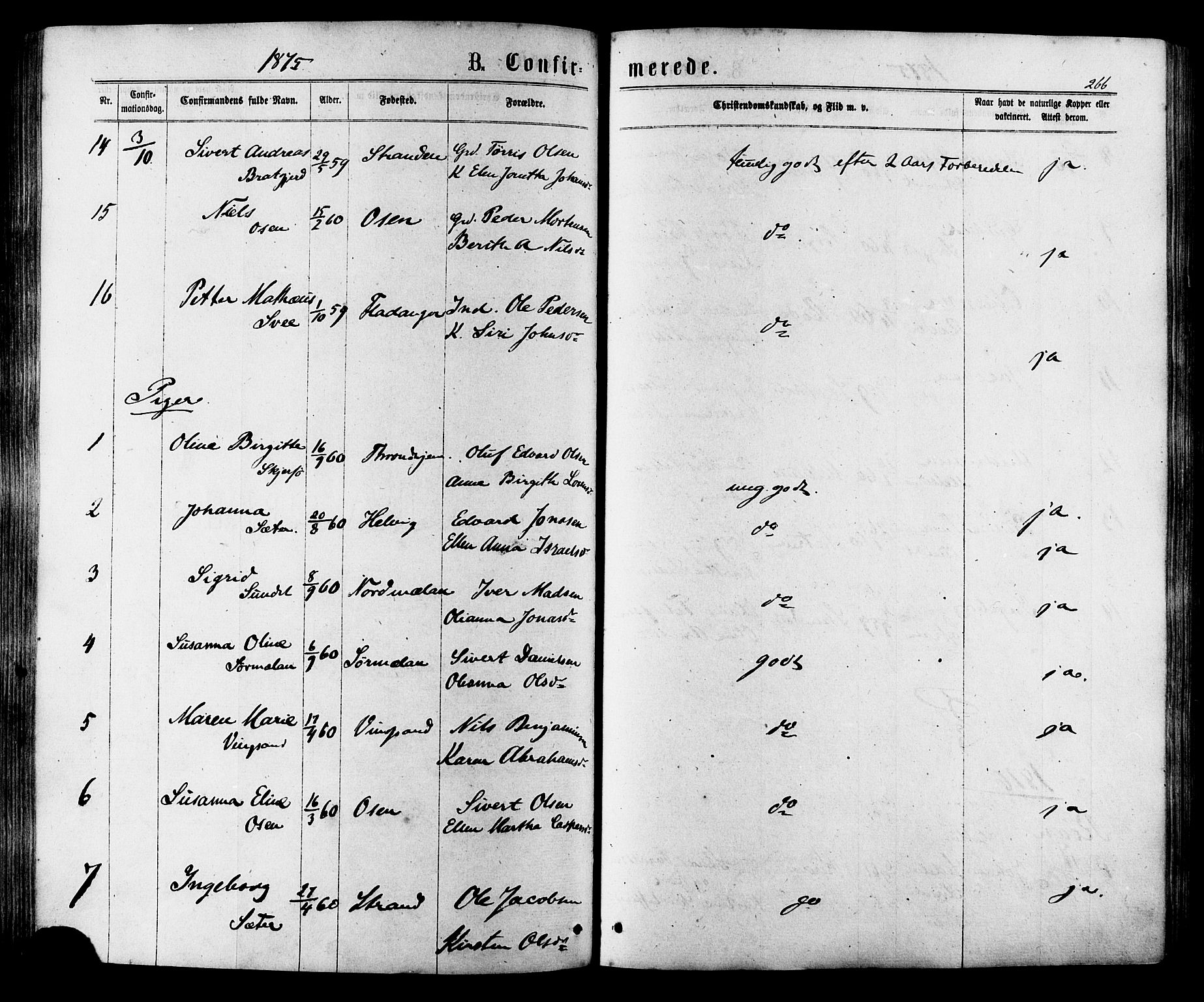 Ministerialprotokoller, klokkerbøker og fødselsregistre - Sør-Trøndelag, AV/SAT-A-1456/657/L0706: Parish register (official) no. 657A07, 1867-1878, p. 266