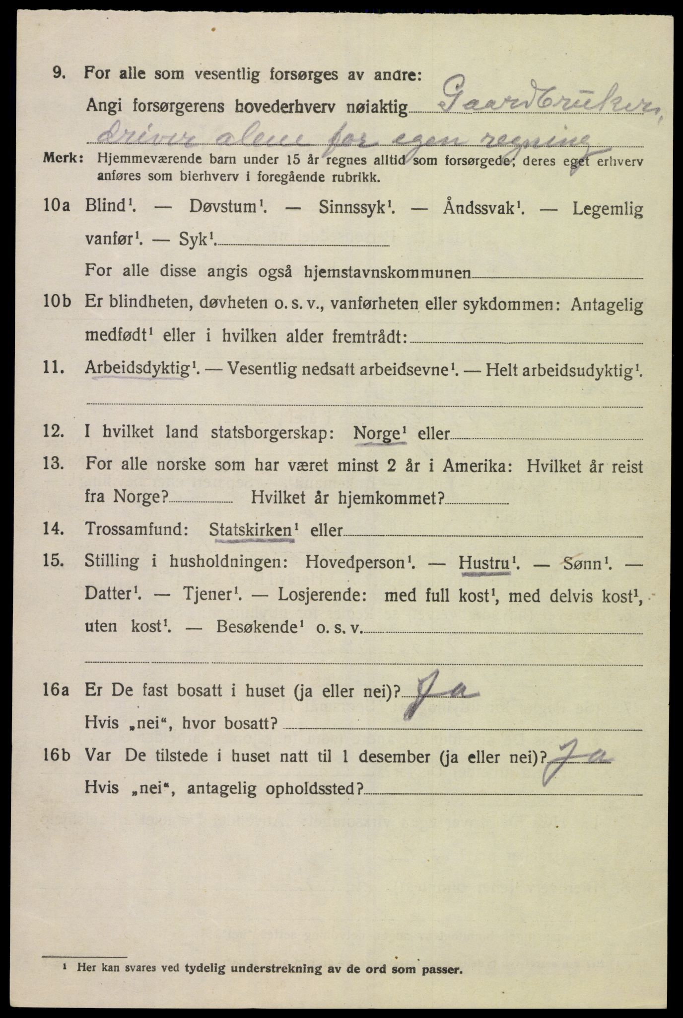 SAK, 1920 census for Holum, 1920, p. 1286